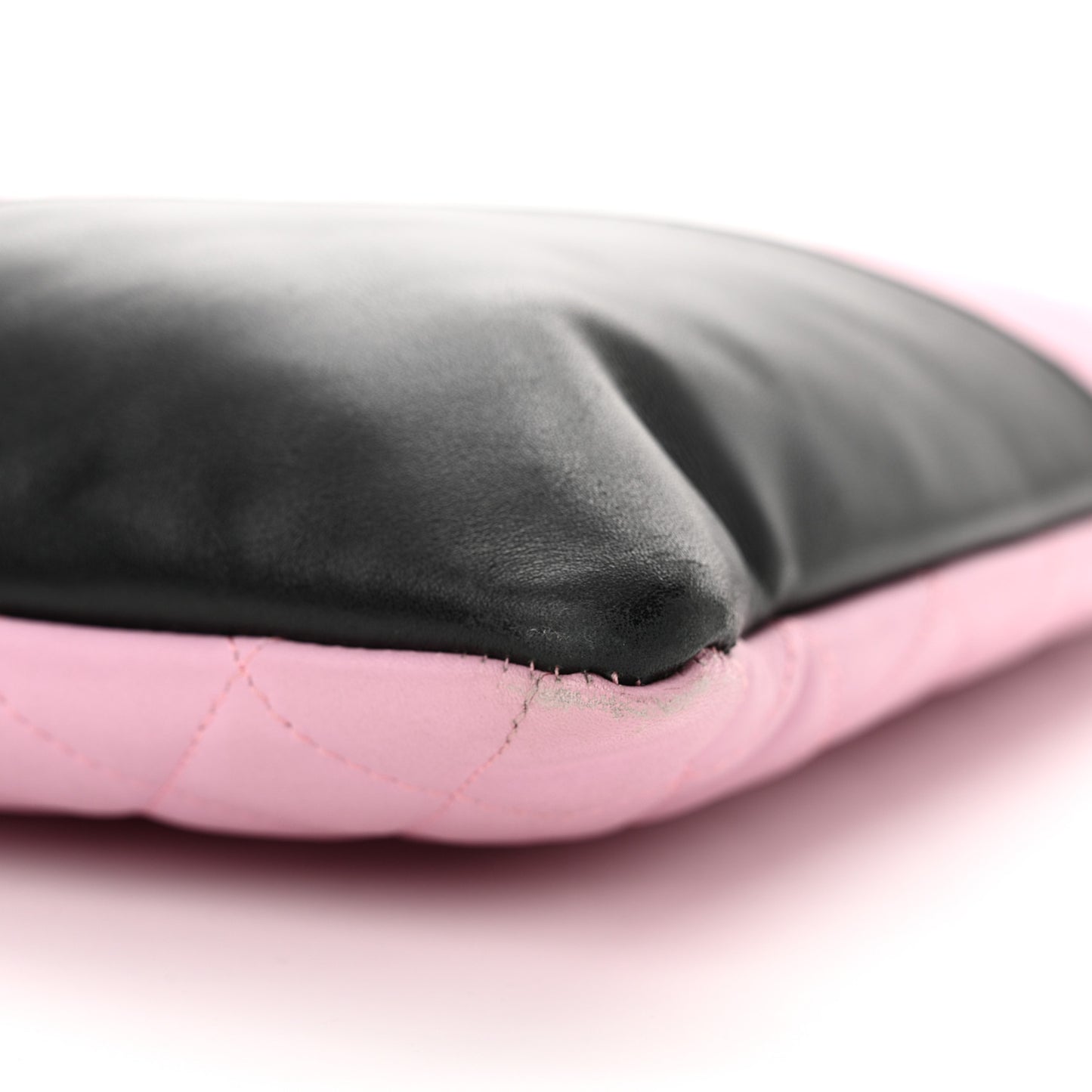 Calfskin Quilted Cambon Flat Tote Pink Black