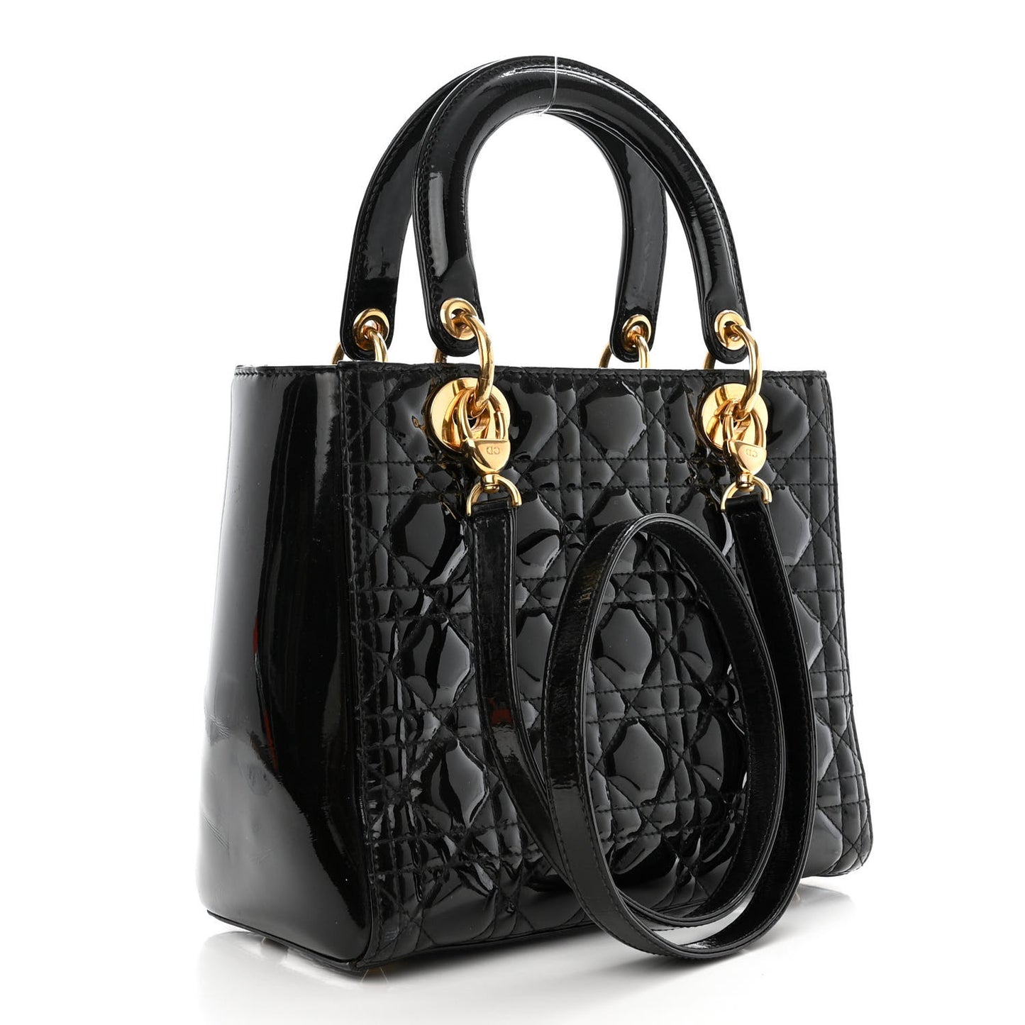 Patent Cannage Medium Lady Dior Black