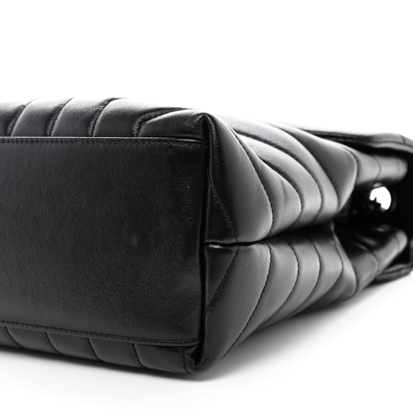 Calfskin Y Quilted Monogram Monochrome Medium Loulou Chain Satchel Black