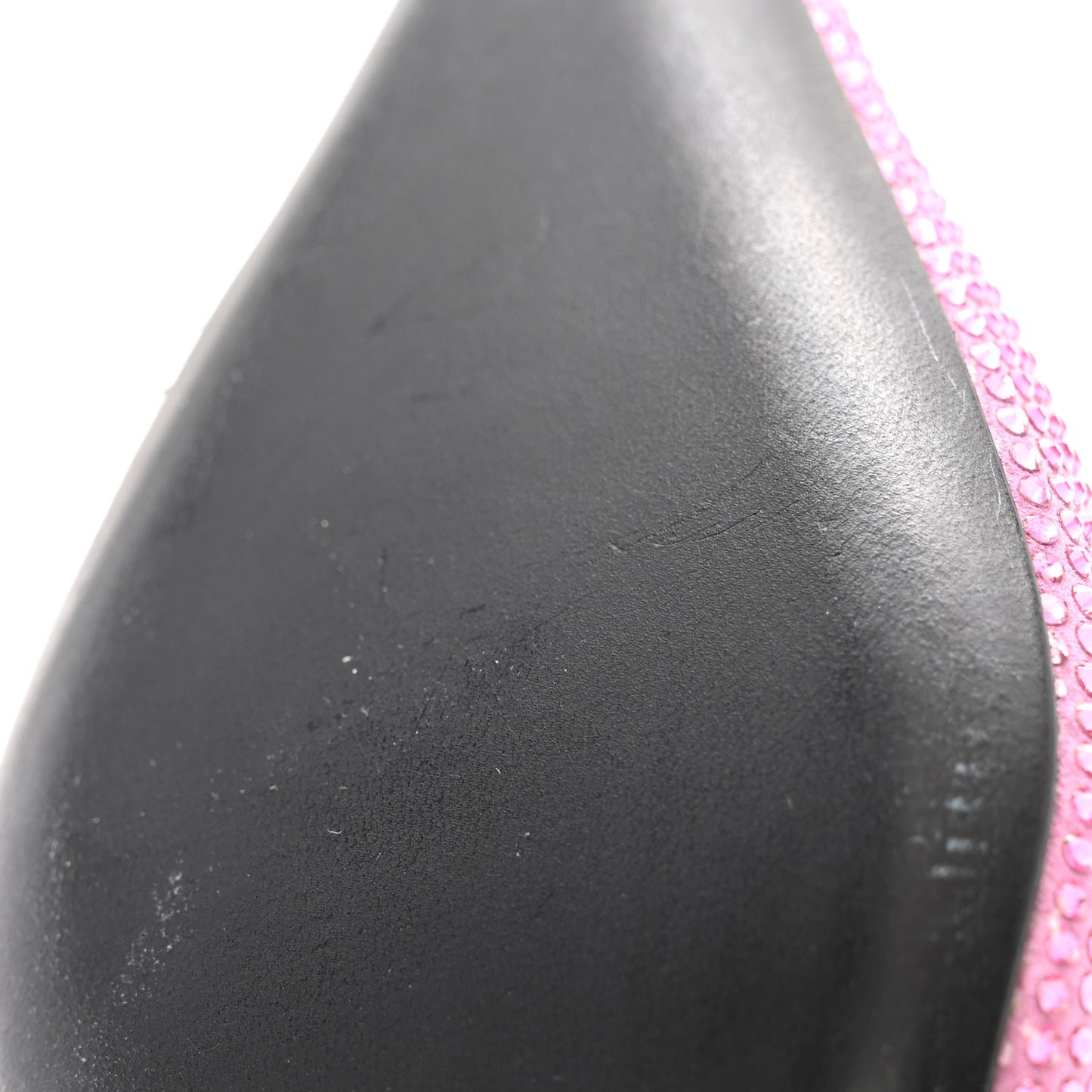 Suede Crystal Embellished Allover Logo Knife 115 Pointed Pumps 38 Pink Black