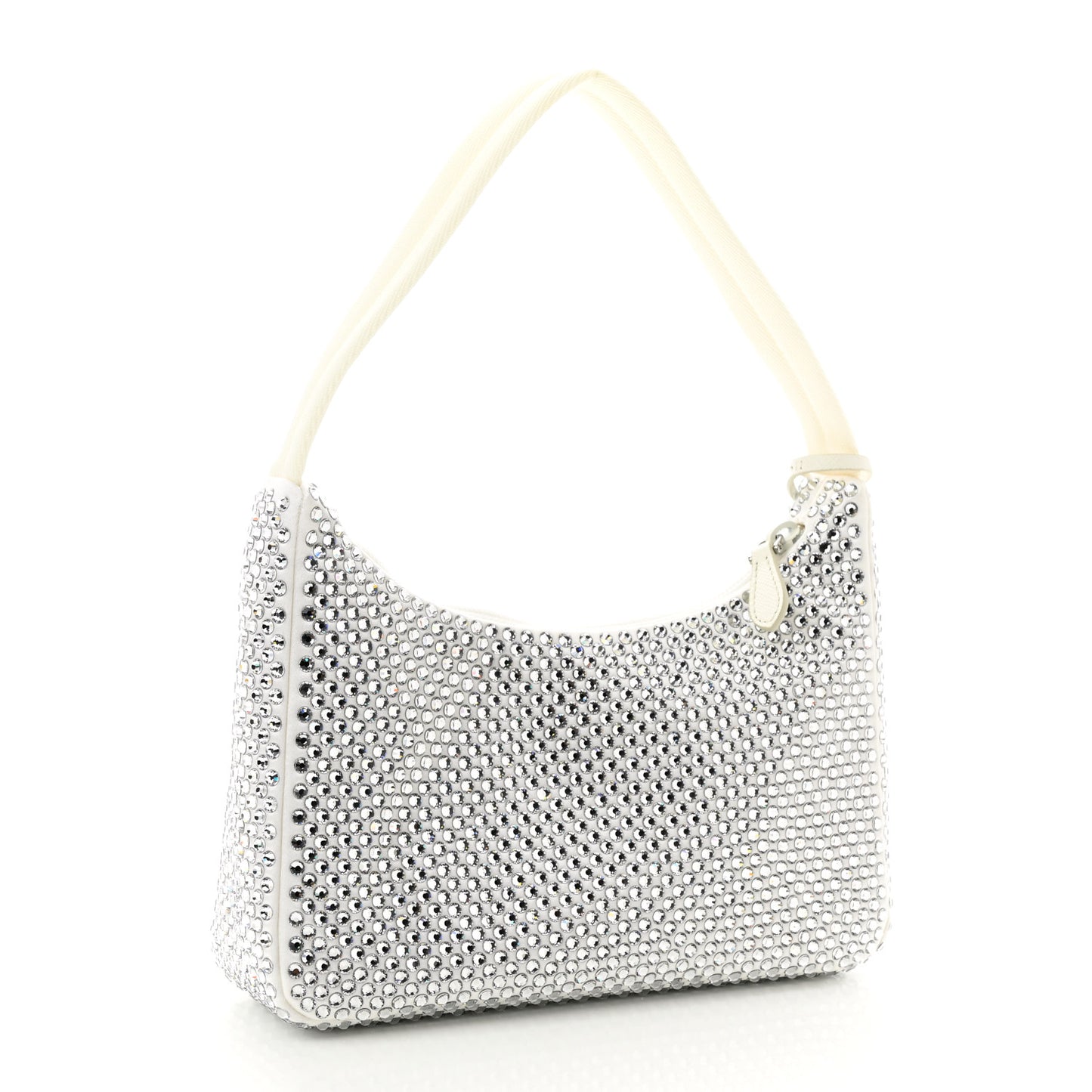 Satin Crystal Mini Re-Edition 2000 Bag White