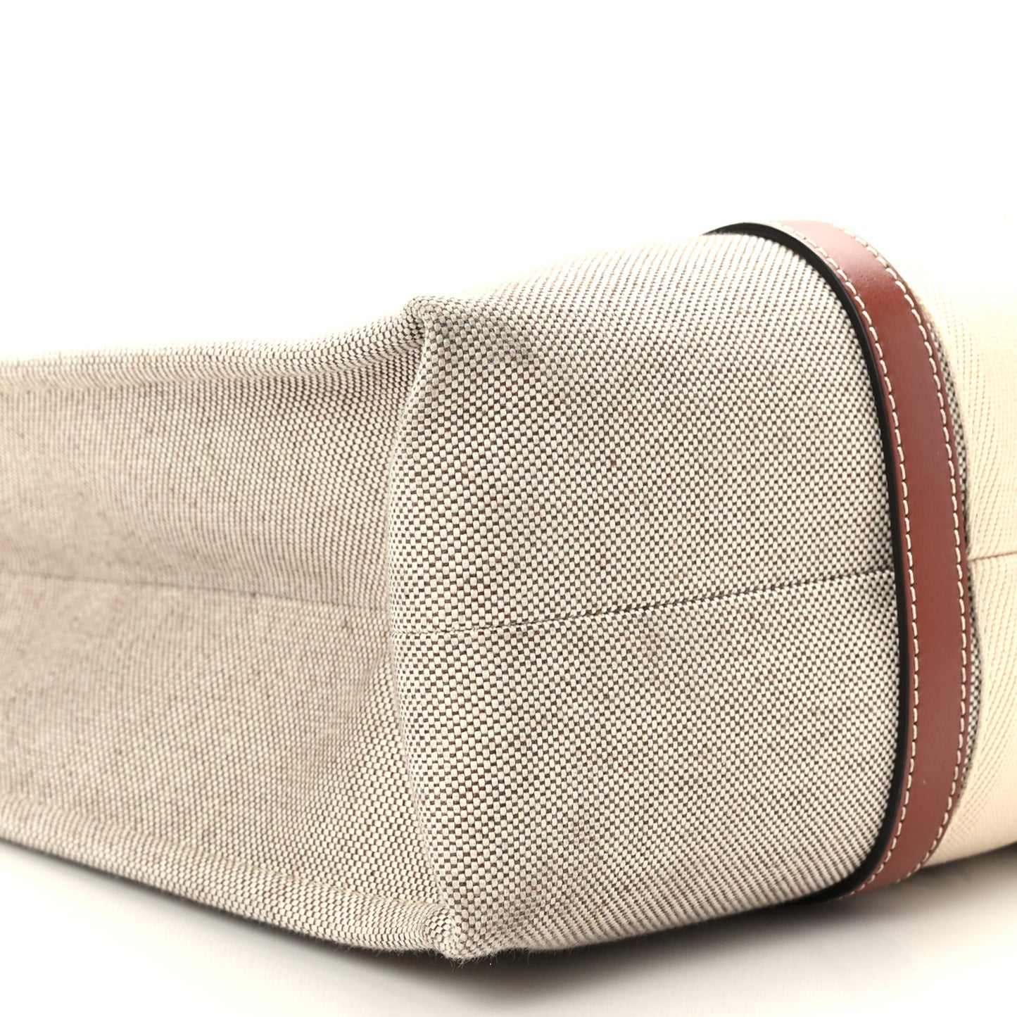 Cotton Calfskin Large Woody Ribbon Tote White Brown