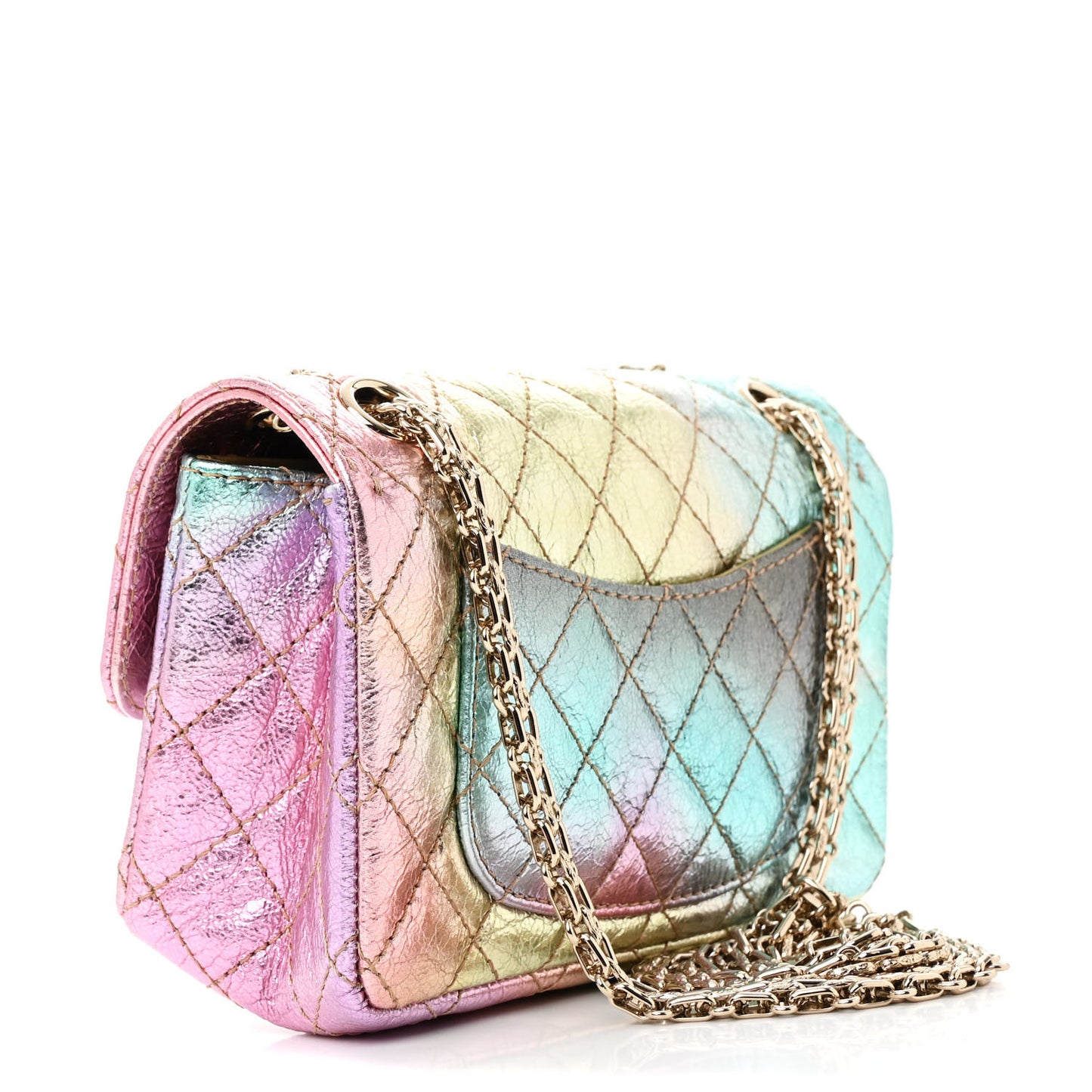 Metallic Goatskin Quilted Mini 2.55 Reissue Flap Multicolor