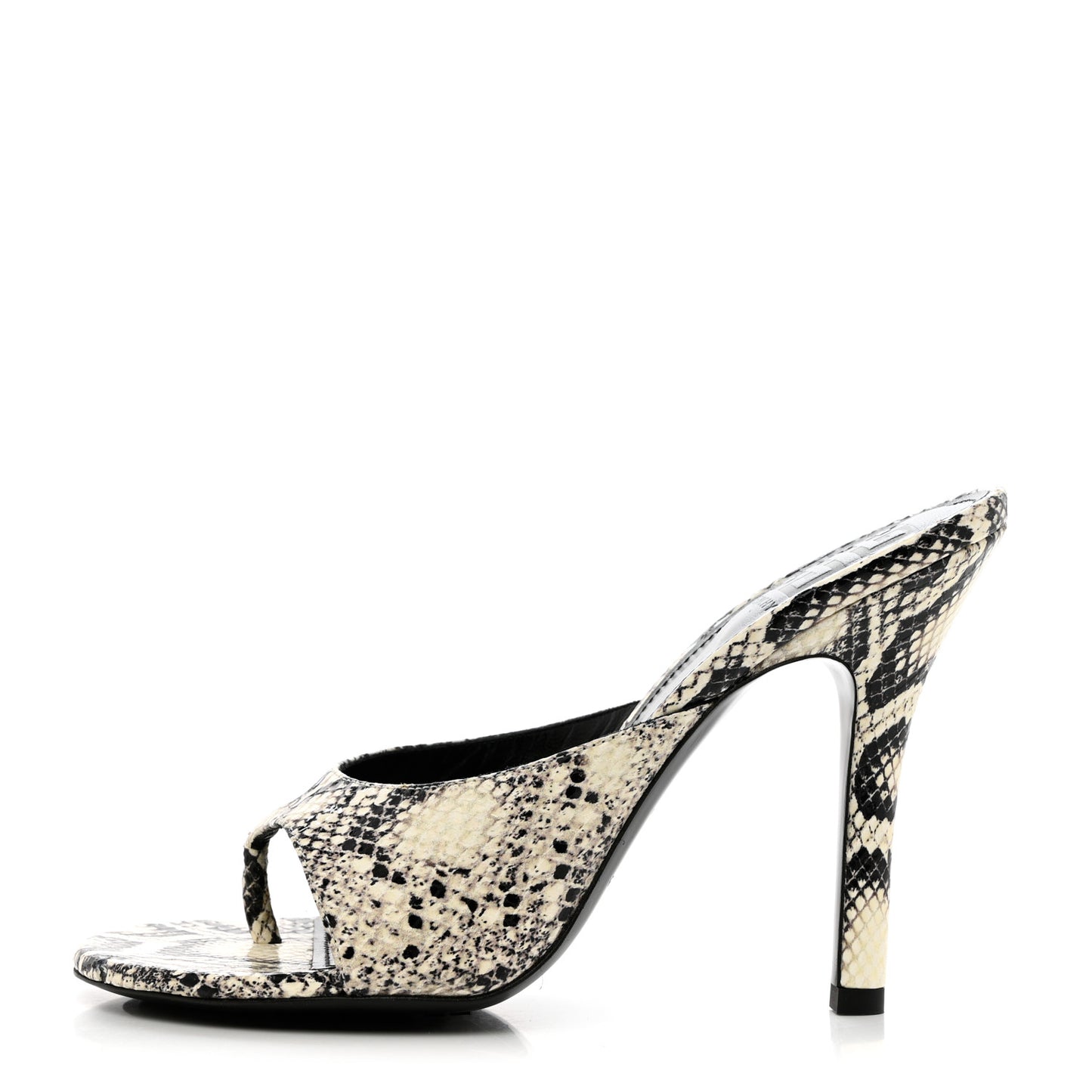 Snakeskin Embossed Look Book Thong Mules 38.5 Stone Grey