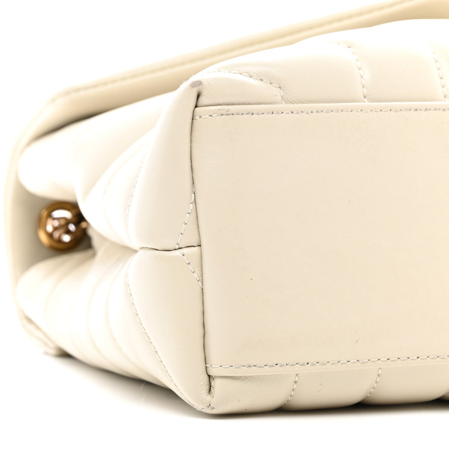 Calfskin Y Quilted Monogram Small Loulou Chain Satchel Crema Soft