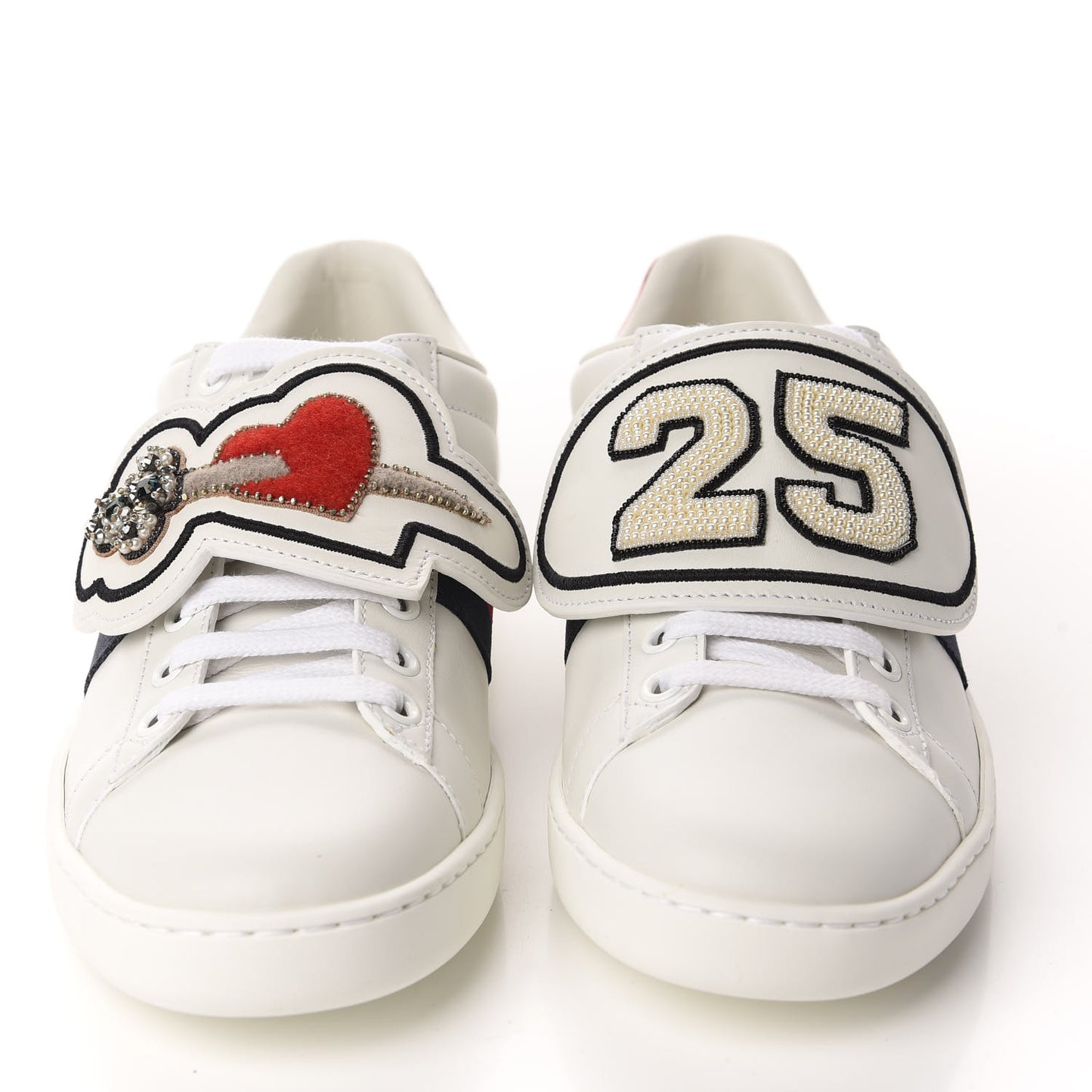 Calfskin Ayers Web Dagger Embroidered Womens Ace Sneakers 35.5 White