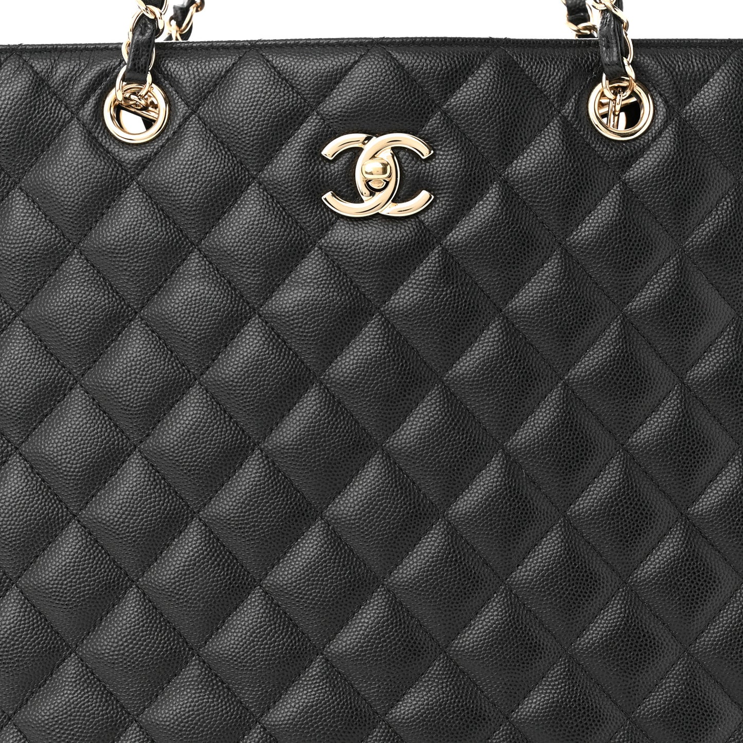 Caviar Quilted Large Shopping Tote Black