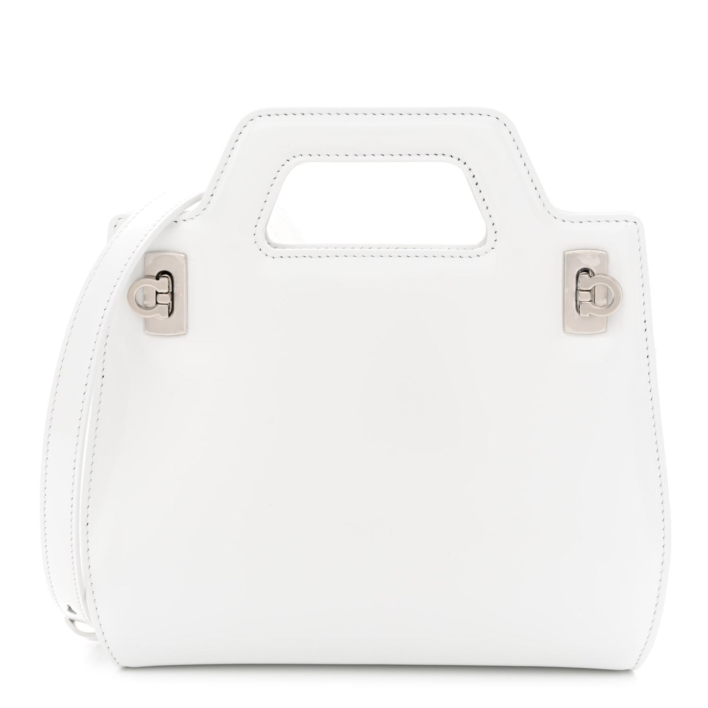 Brushed Calfskin Mini Wanda Top Handle Bag Optic White