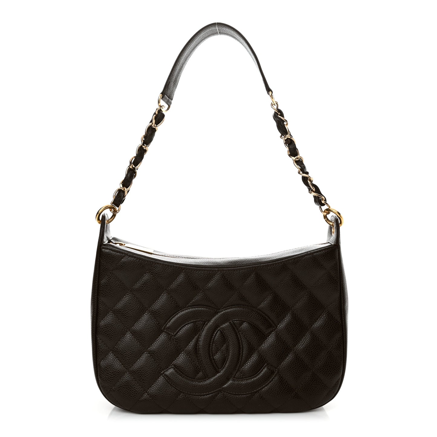 Caviar Quilted Timeless CC Shoulder Bag Brown