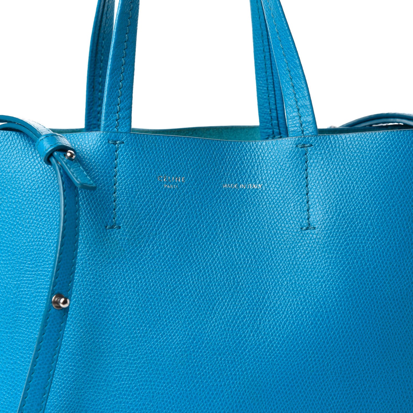 Grained Calfskin Small Vertical Cabas Turquoise