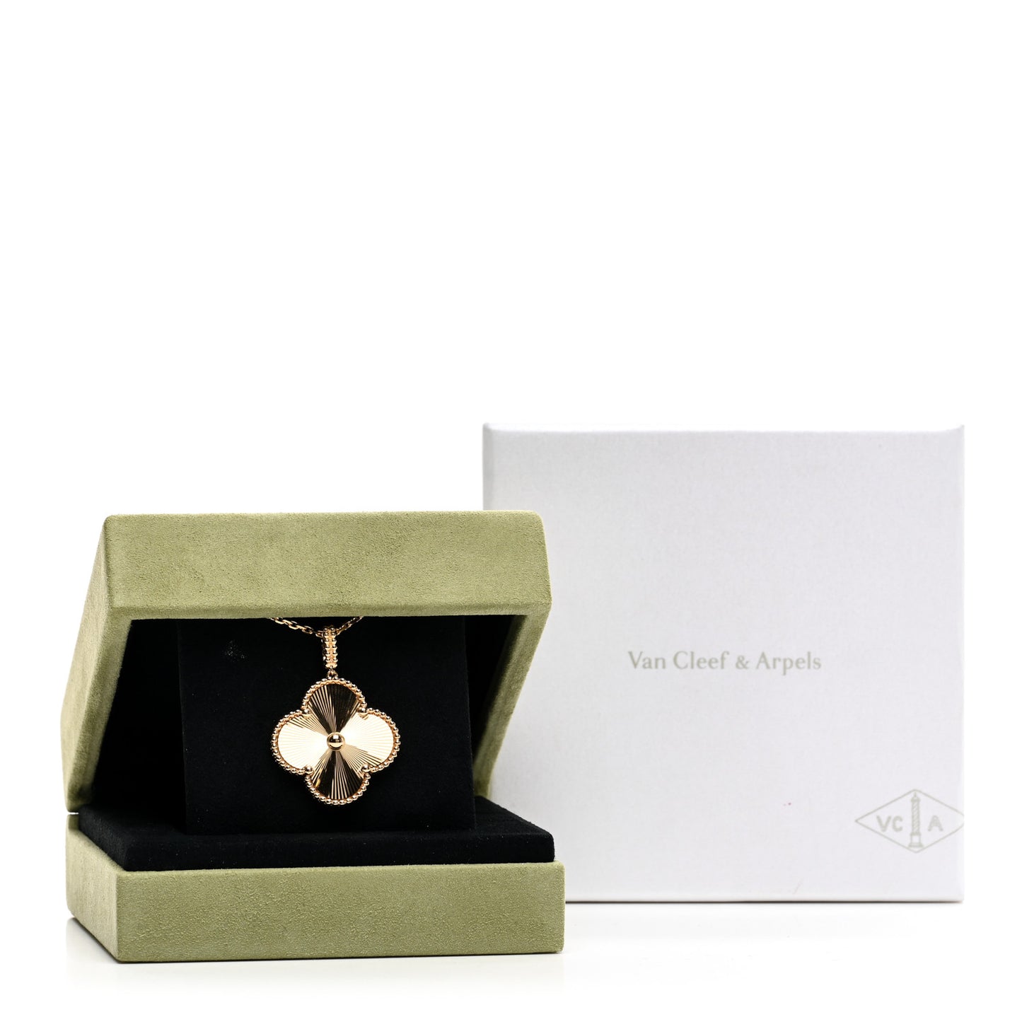18K Yellow Gold Guilloche Magic Alhambra Long Necklace