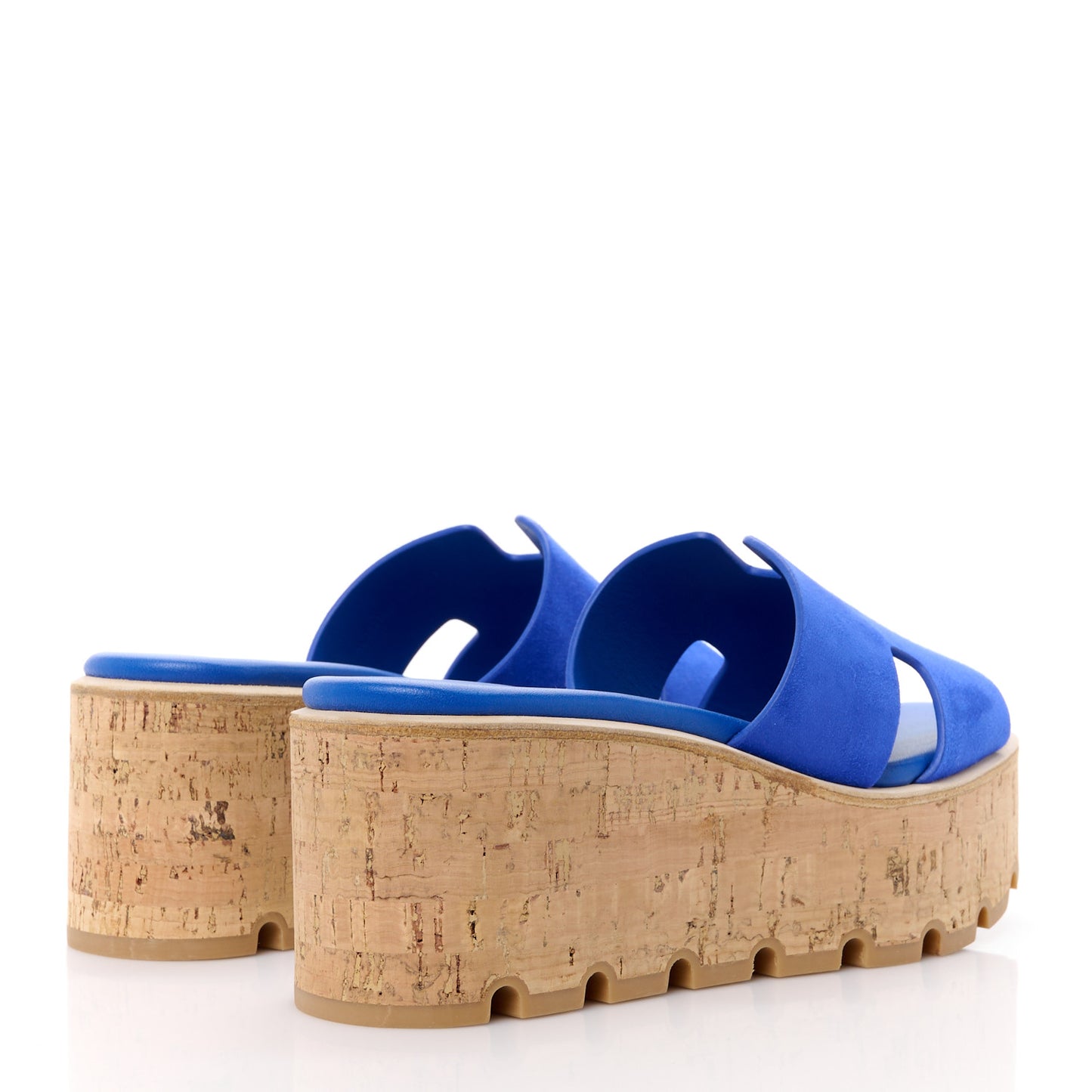 Suede Goatskin Cork Eze 30 Sandals 36 Bleu Ocean