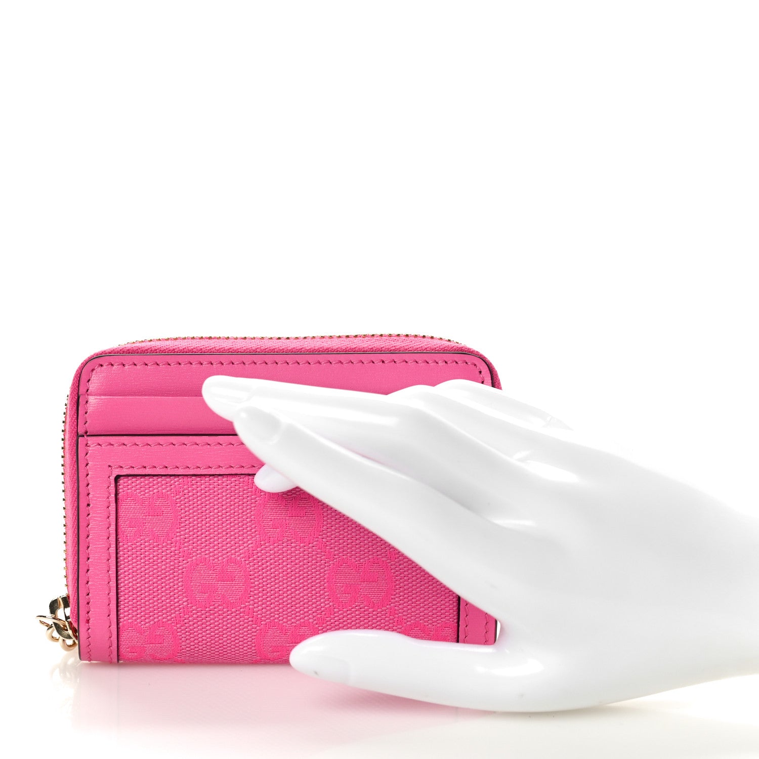 Gucci GG Monogram Scratch Lux Calfskin Luce Mini Card Case Wallet Blossom Rose Dark Blossom 2 of 9