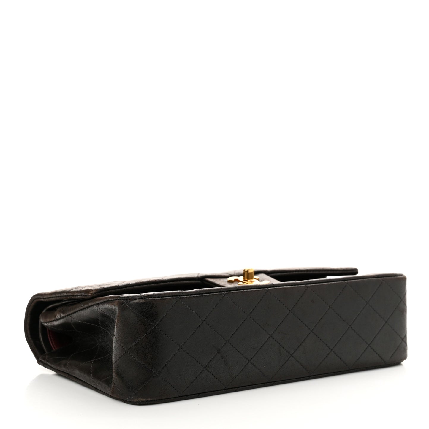 Lambskin Quilted Medium Double Flap Dark Brown