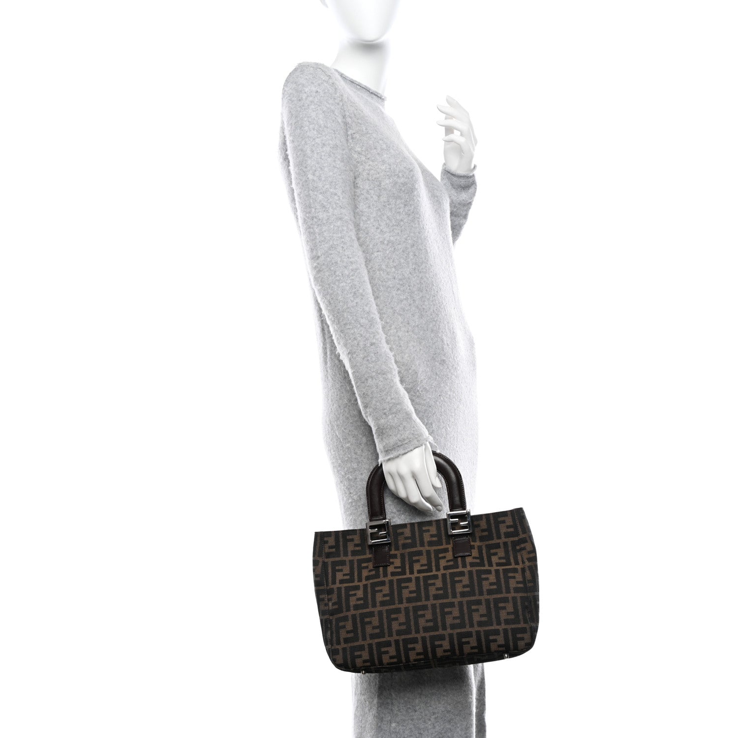 Fendi Zucca Top Handle Tote Tobacco 2 of 9