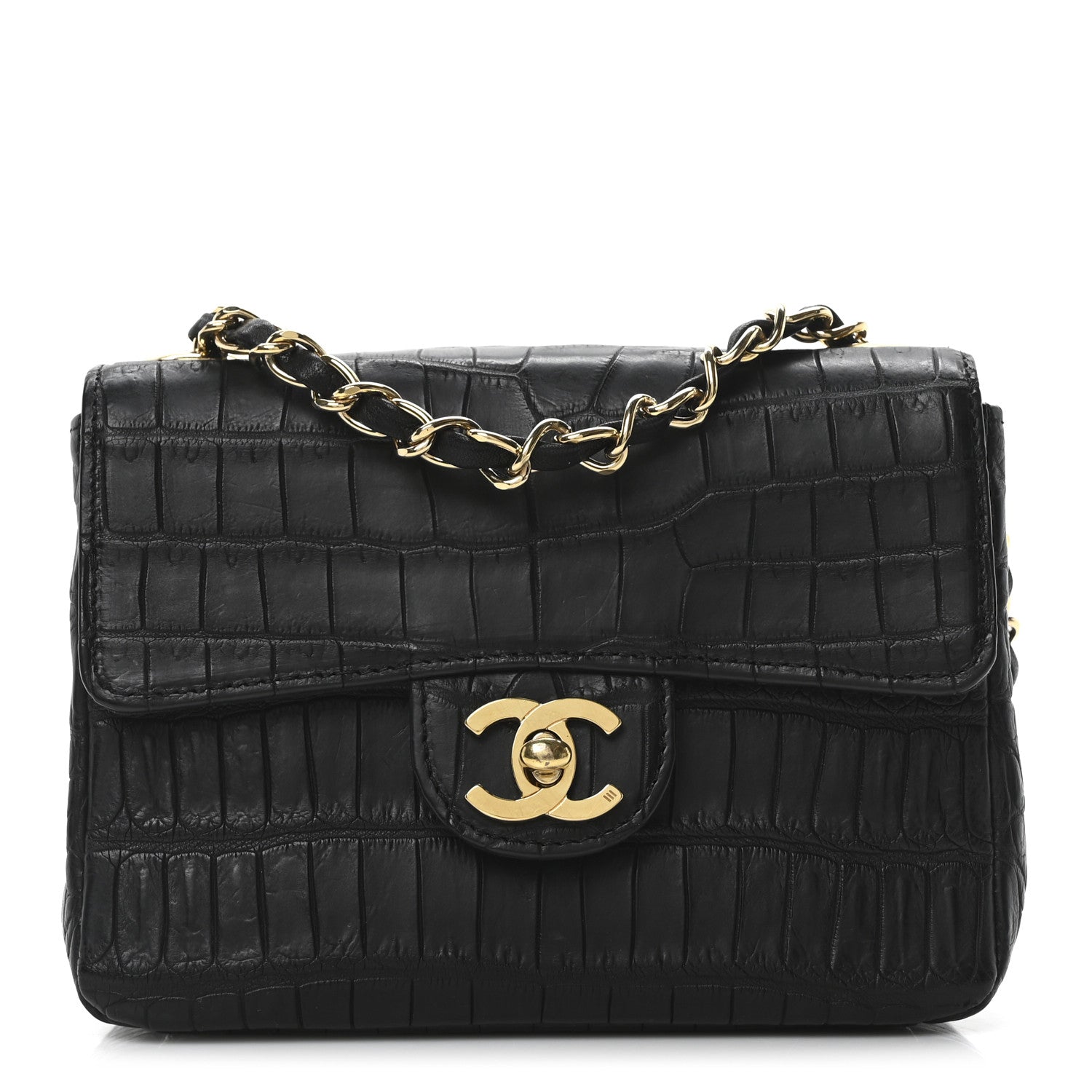 Chanel Matte Alligator Mini Square Flap Black 1756058 – FASHIONPHILE