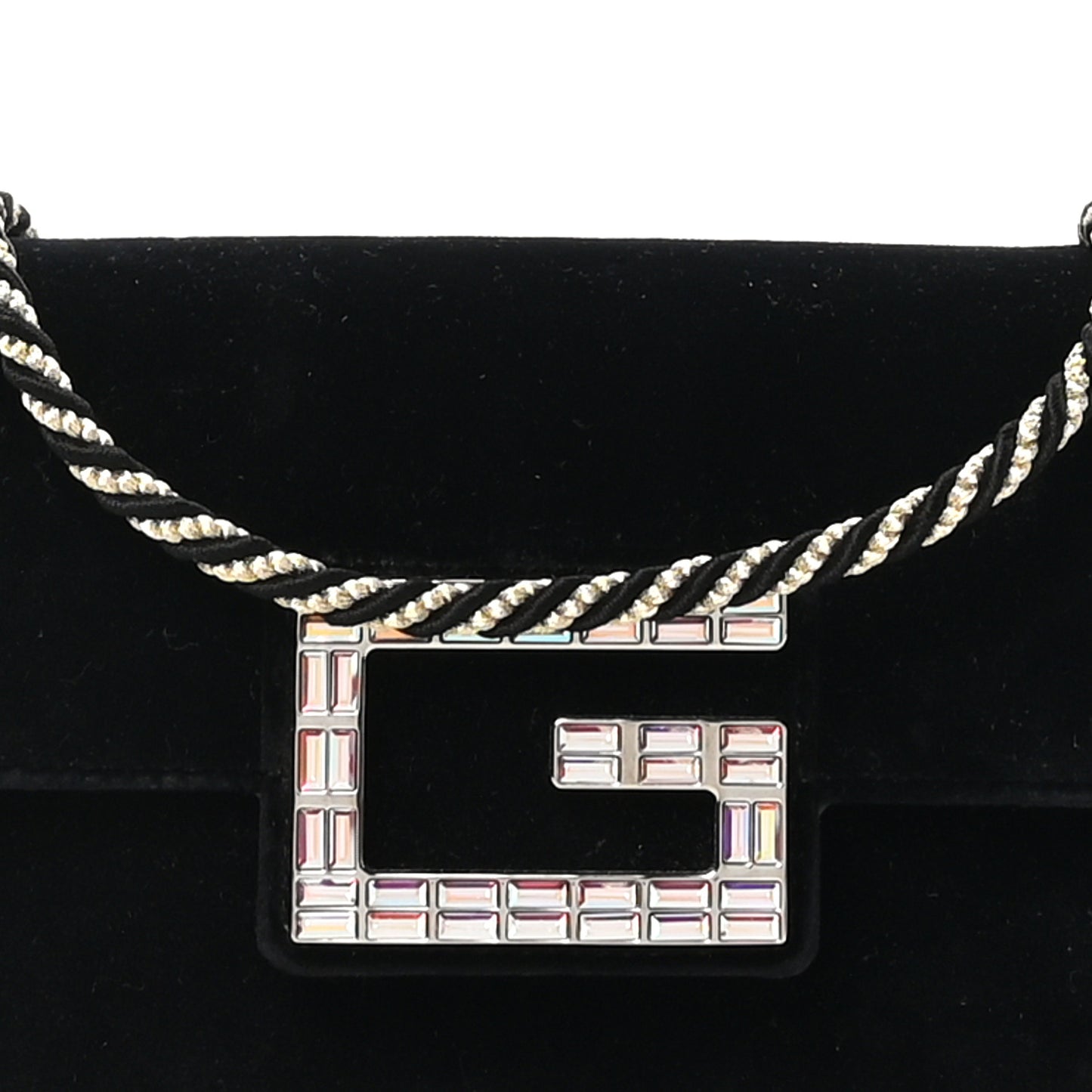 Velvet Crystal Square G Shoulder Bag Black