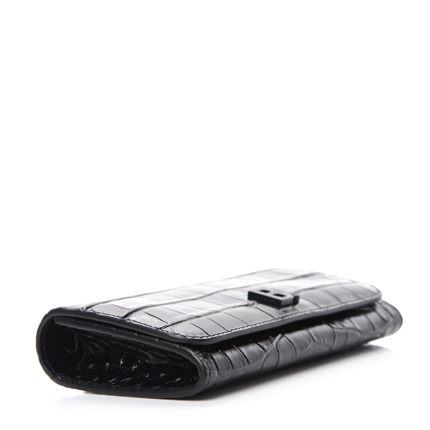 Balenciaga Calfskin Crocodile Embossed Touch Phone Holder With Strap Black 4 of 10