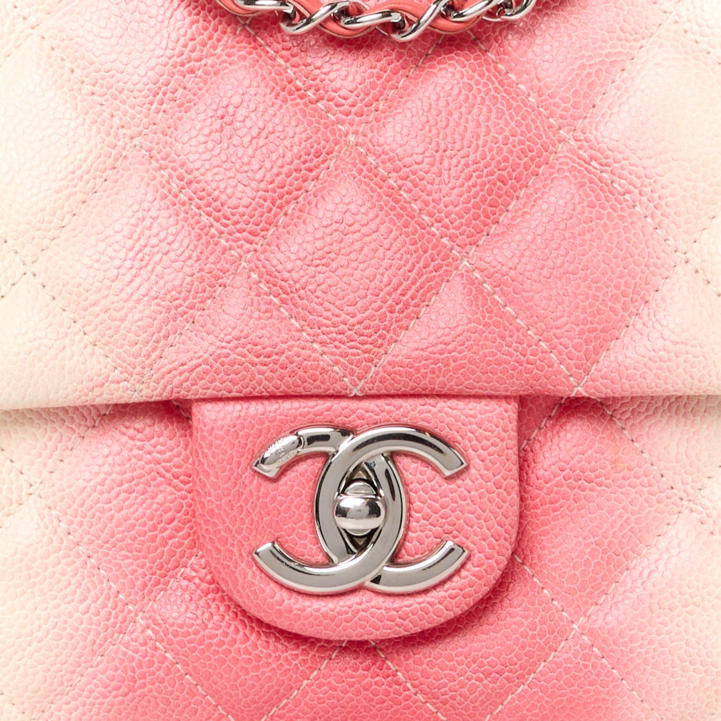 Caviar Quilted Ombre Jumbo Single Flap White Rose Pink