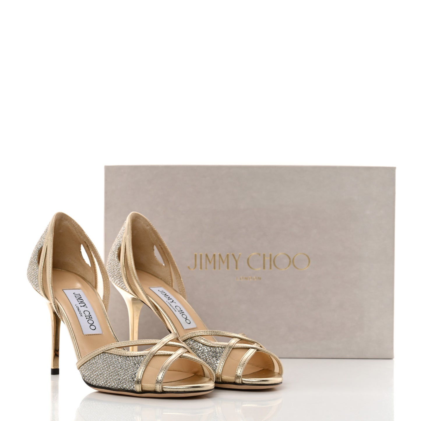 Metallic Calfskin Glitter Dyani 85 Sandals 37 Champagne