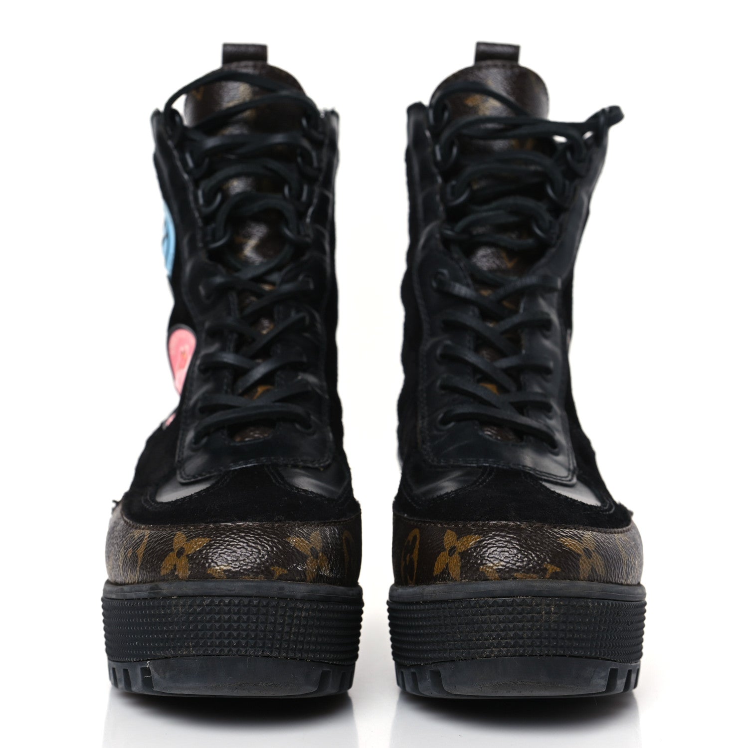 Louis Vuitton Suede Calfskin Monogram World Tour Platform Desert Boots 36.5 Black 2 of 8