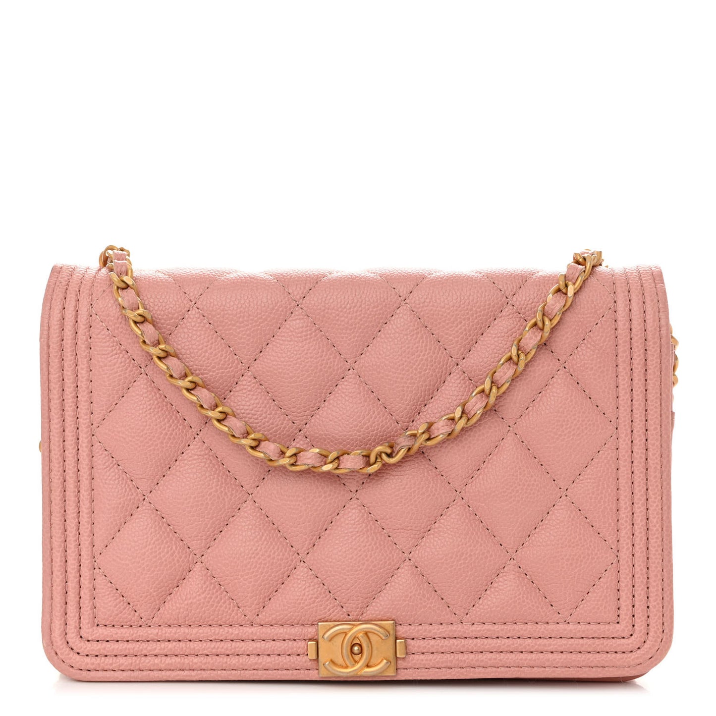 Caviar Quilted Boy Wallet On Chain WOC Pink