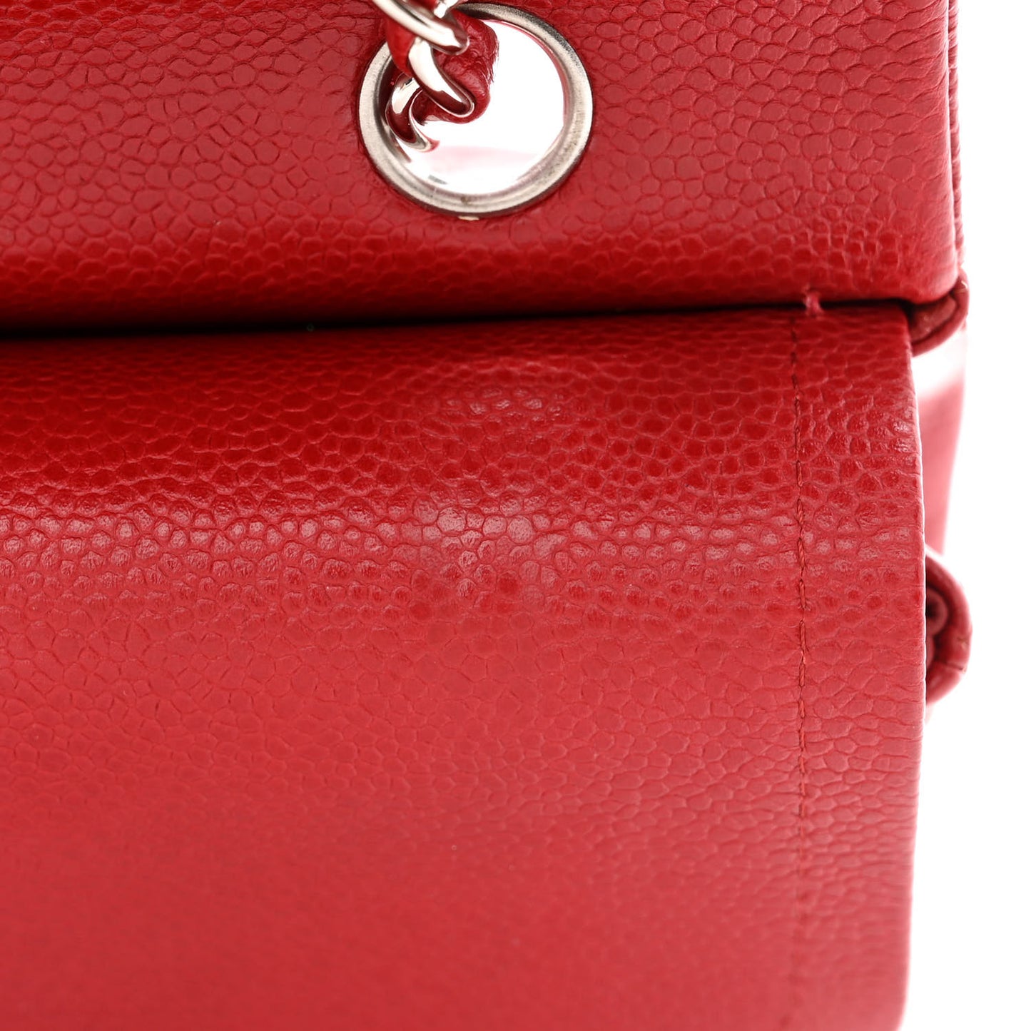 Caviar Quilted Medium Double Flap Red