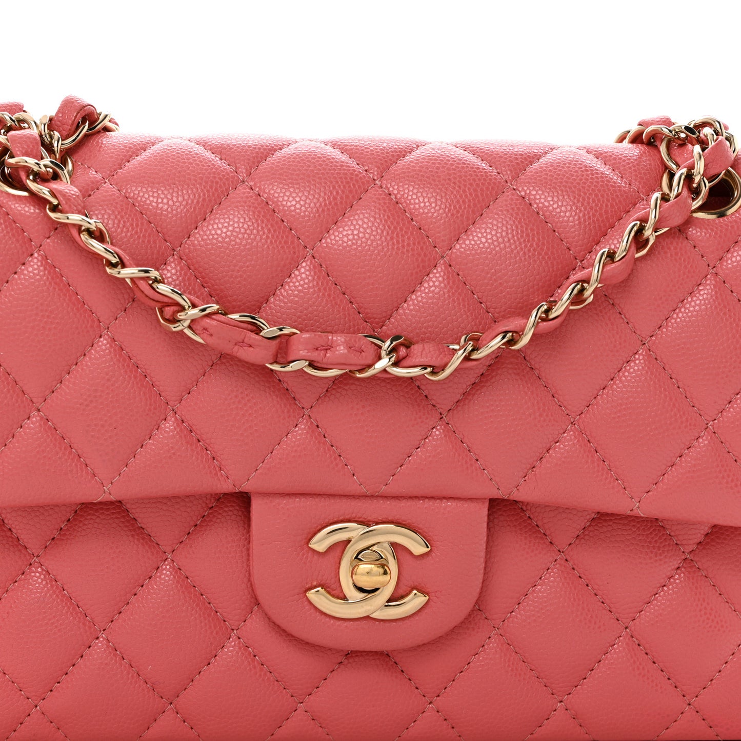 Caviar Quilted Small Double Flap Pink