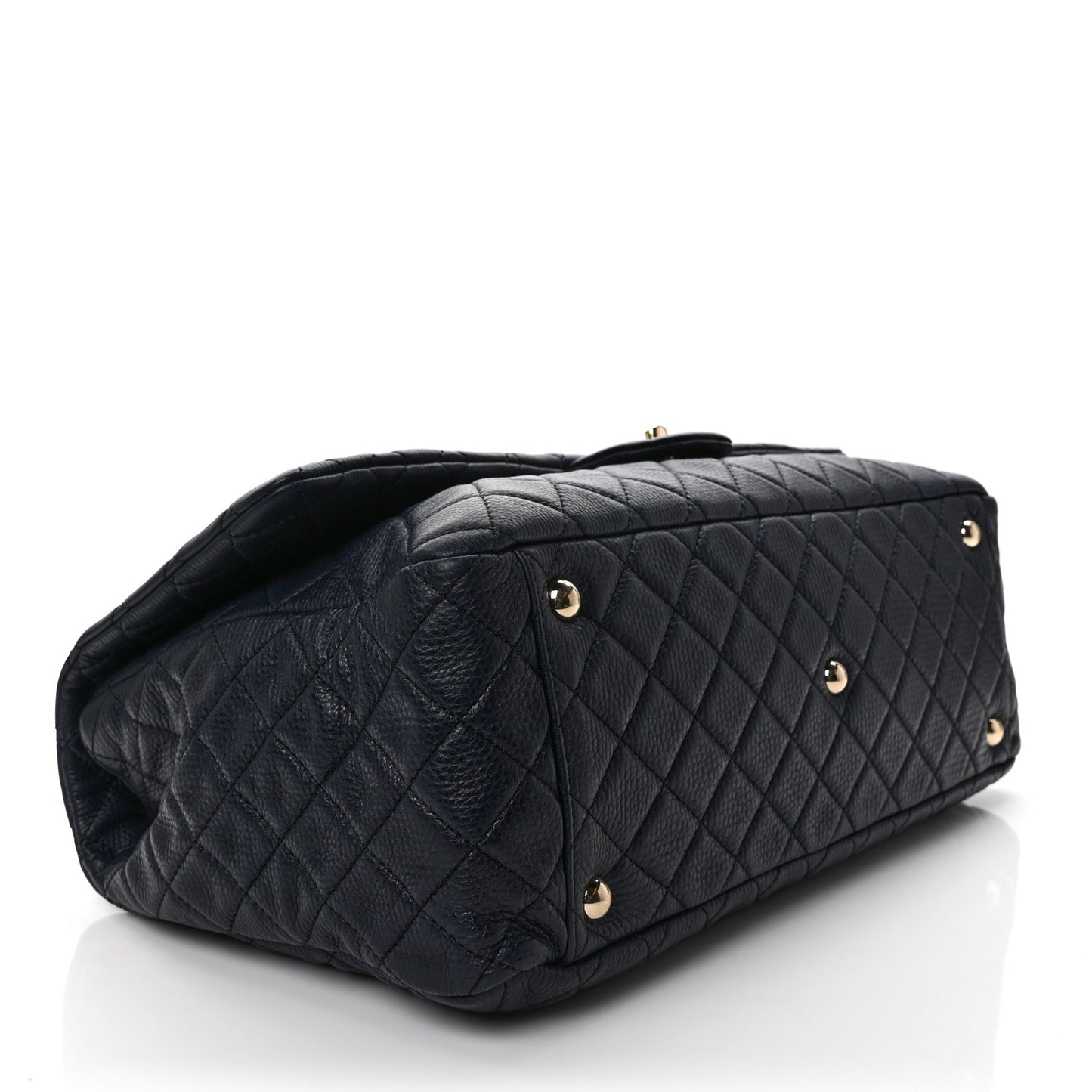 Calfskin Quilted XXL Travel Flap Bag Navy