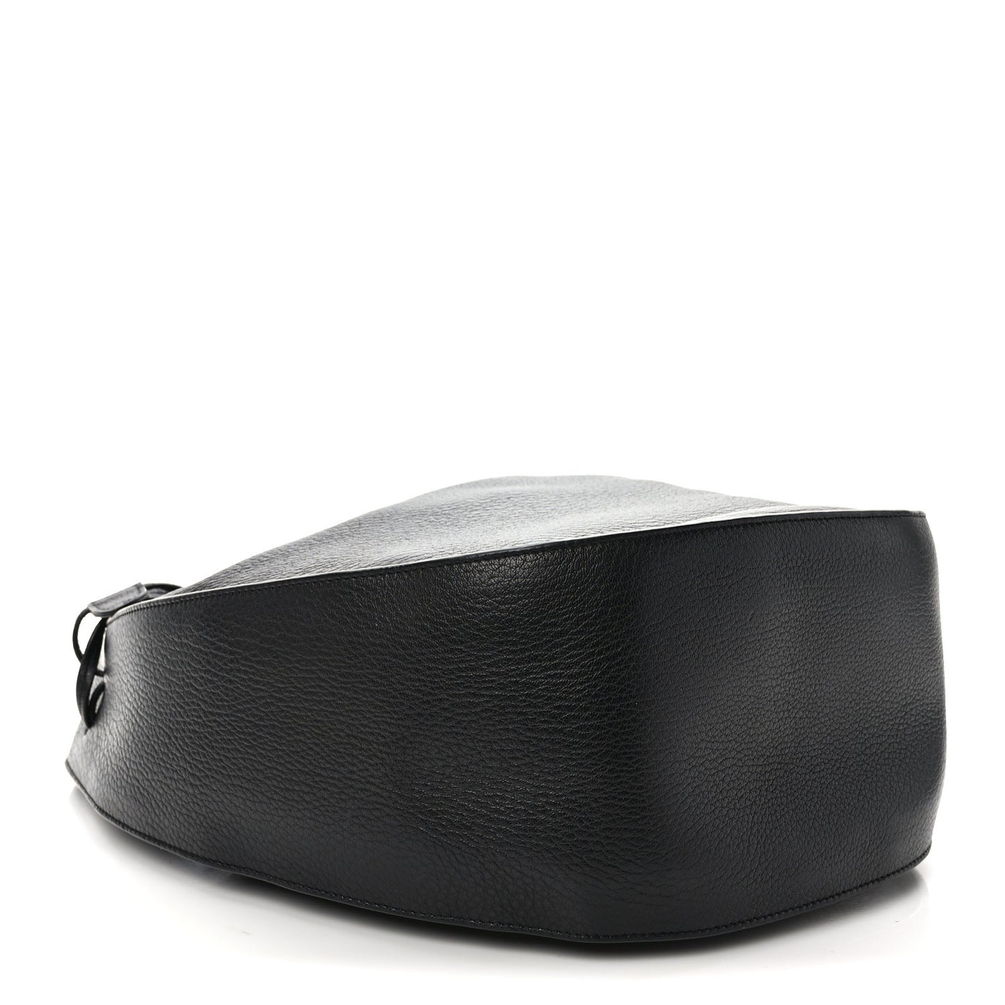 Grained Calfskin Drawstring Bucket Bag Black