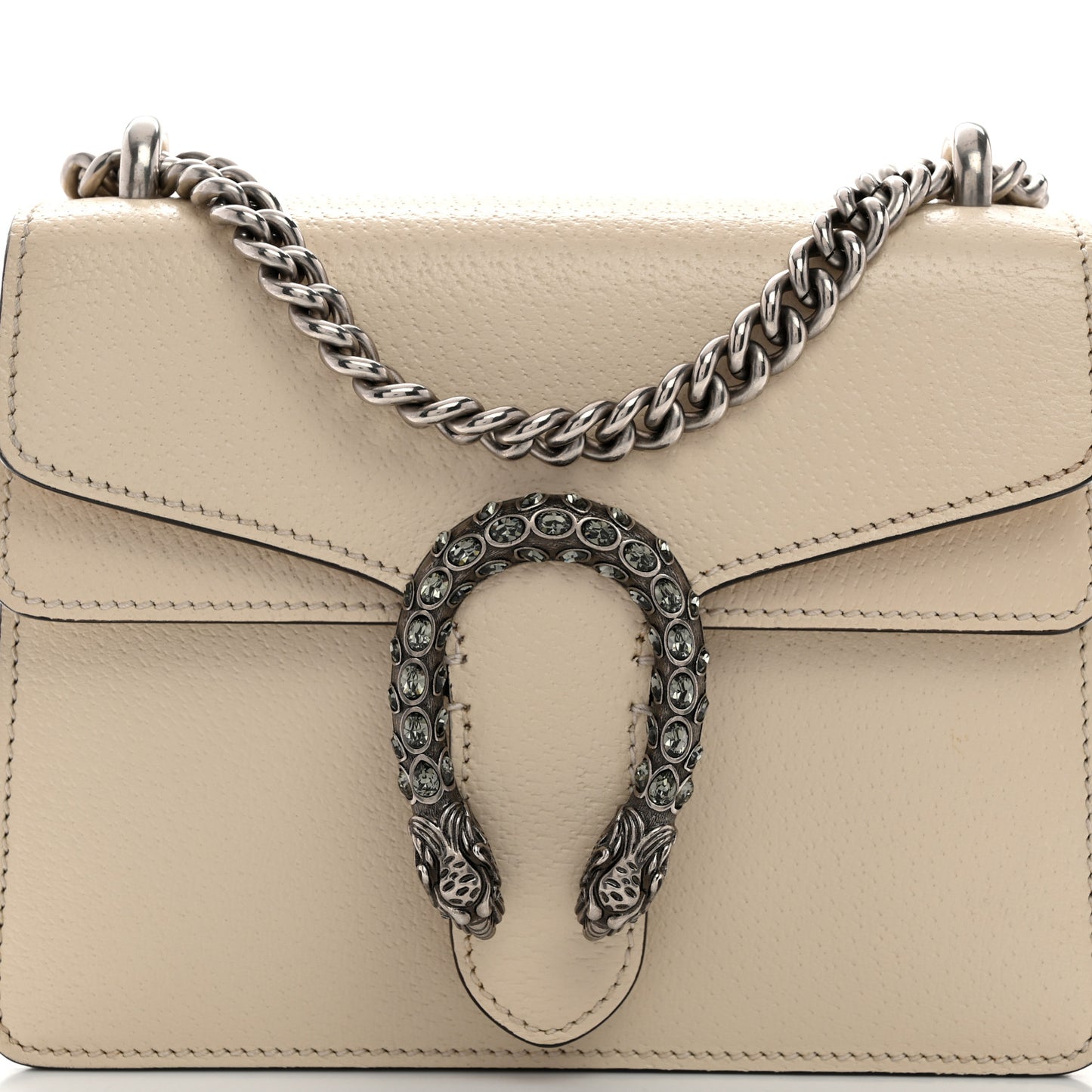 Textured Calfskin Crystal Mini Dionysus Shoulder Bag Mystic White
