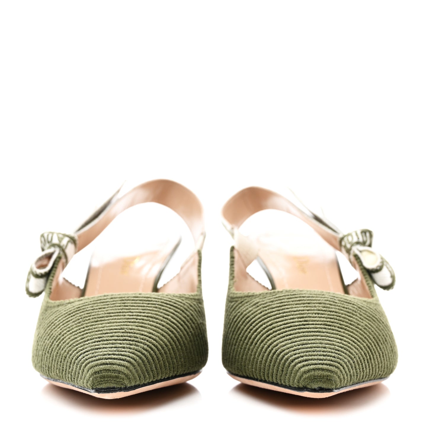 Cotton Ribbon Embroidered J Adior Slingback 65mm Pumps 36.5 Kaki