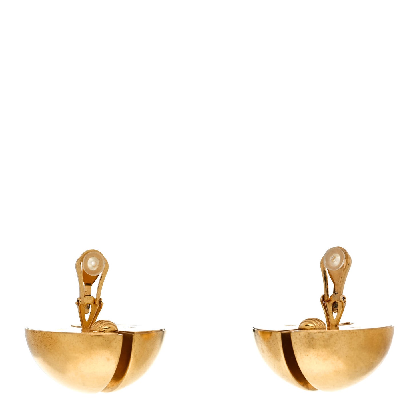 Brass Double Half Ball Clip On Earrings Gold