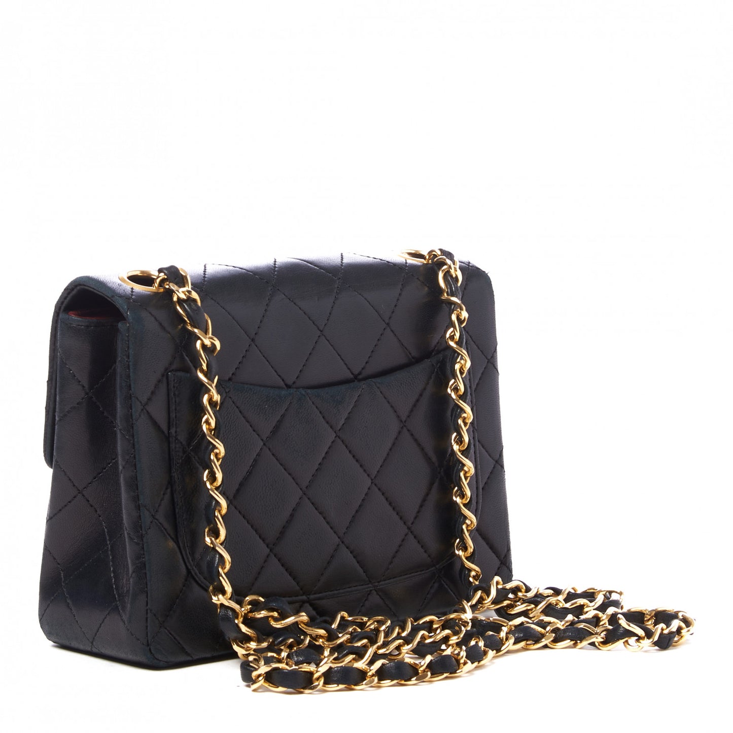 Lambskin Quilted Mini Square Flap Black
