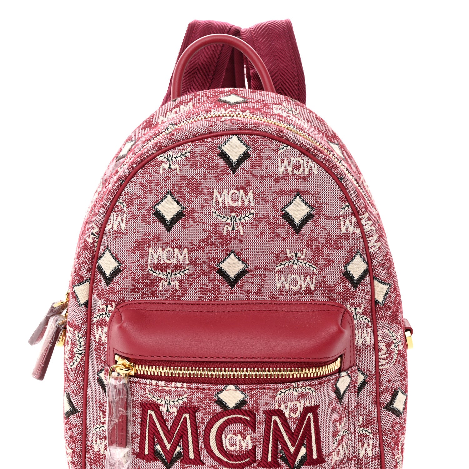 MCM Vintage Jacquard Monogram Mini Backpack Red 8 of 16