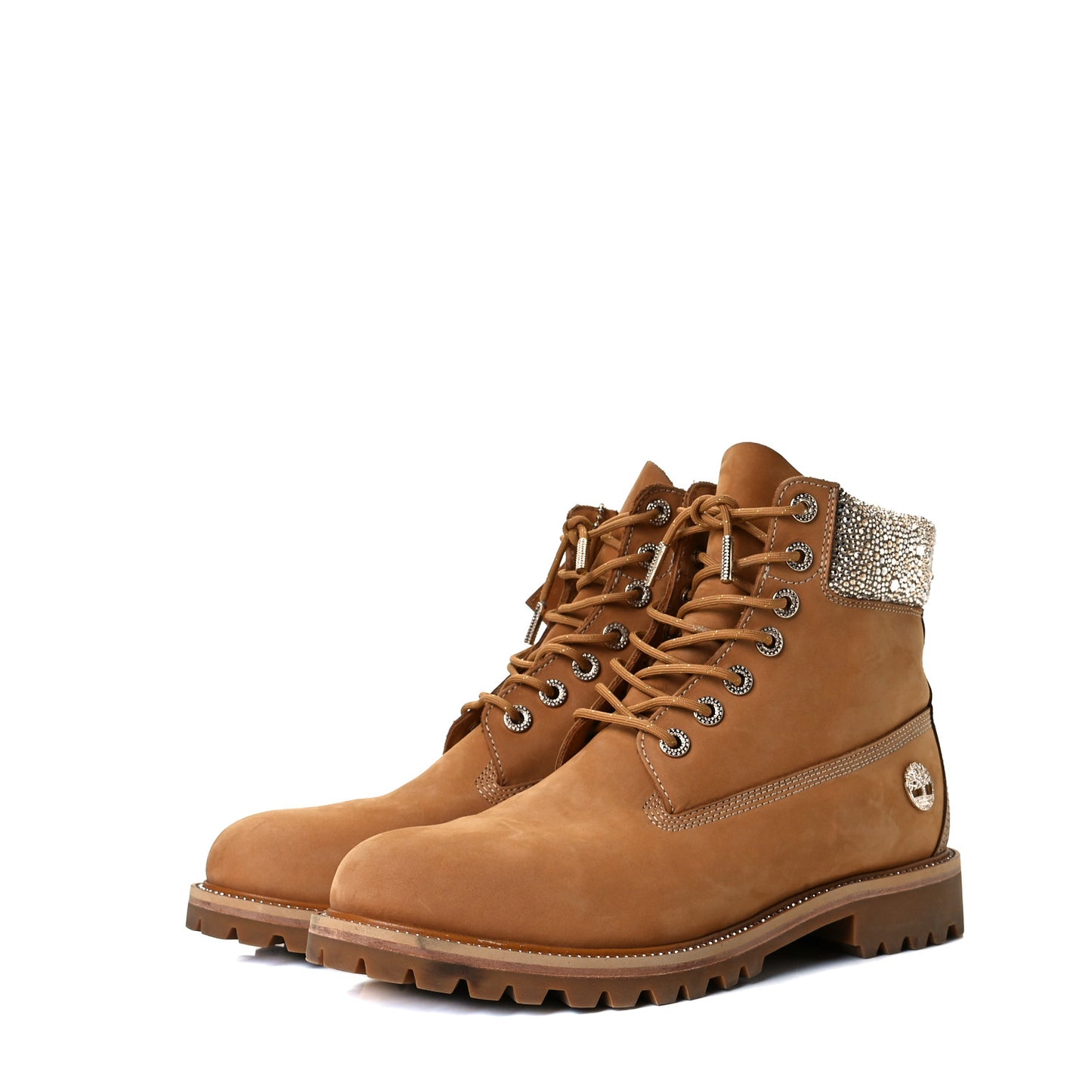 X TIMBERLAND Nubuck Swarovski Crystal Mens Ankle Boots 12 Wheat