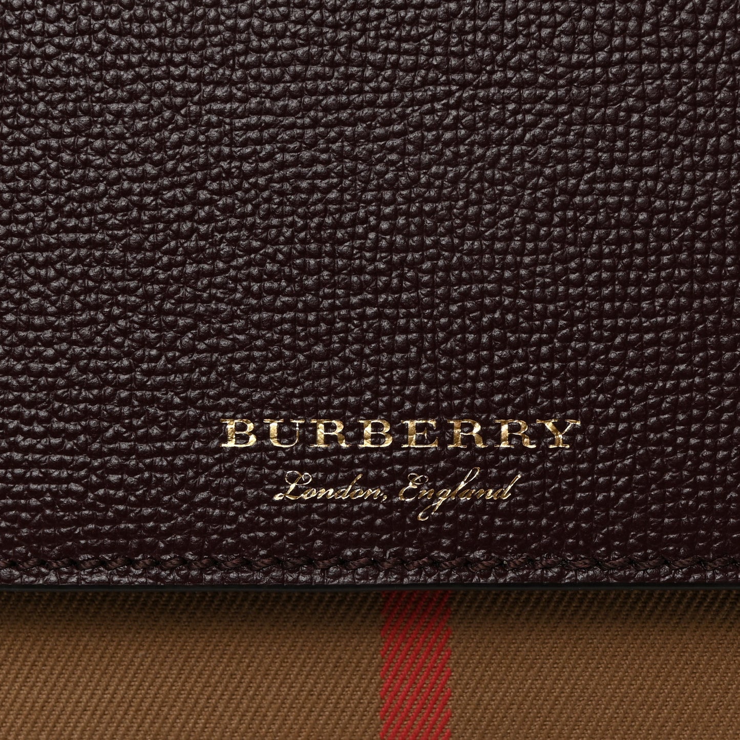 Grained Calfskin House Check Tartan Mix Hampshire Wallet On Chain Burgundy