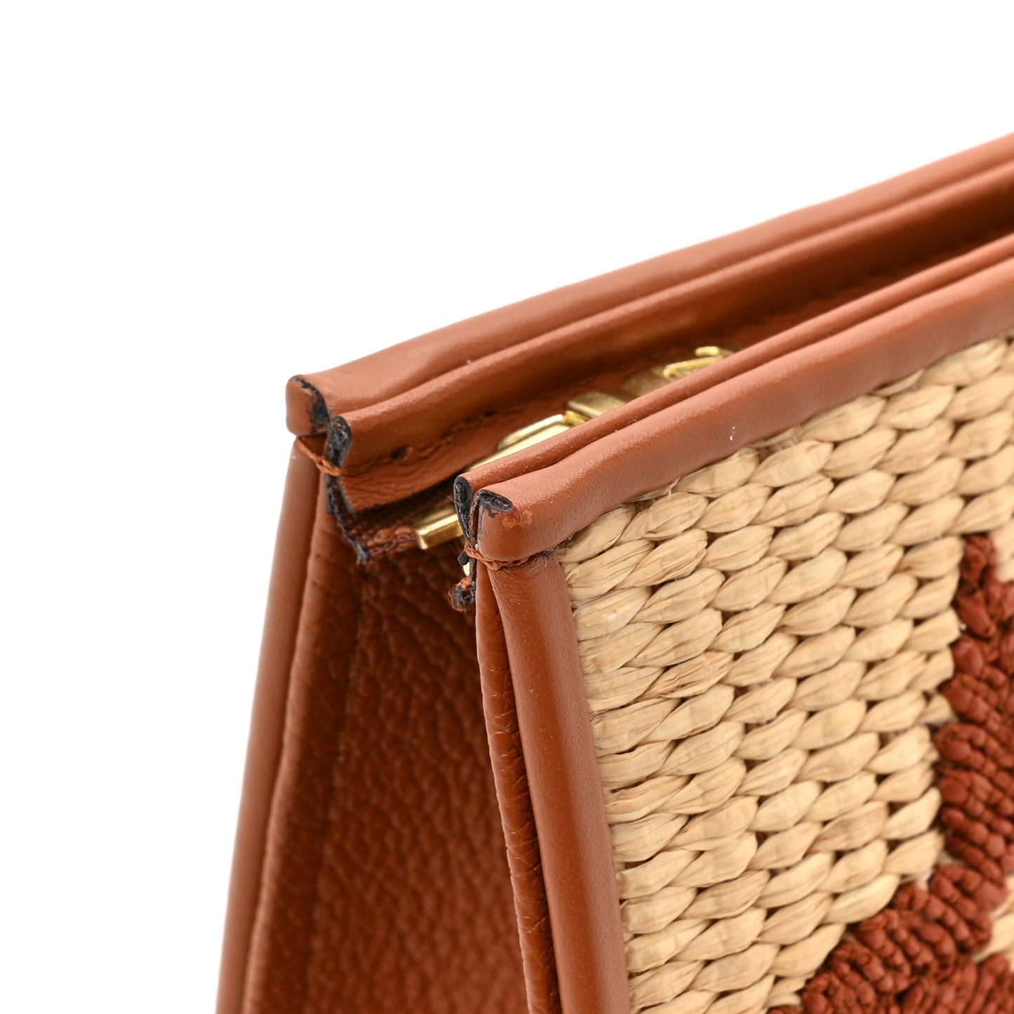 Raffia Monogram Giant Toiletry Pouch 26 Tan