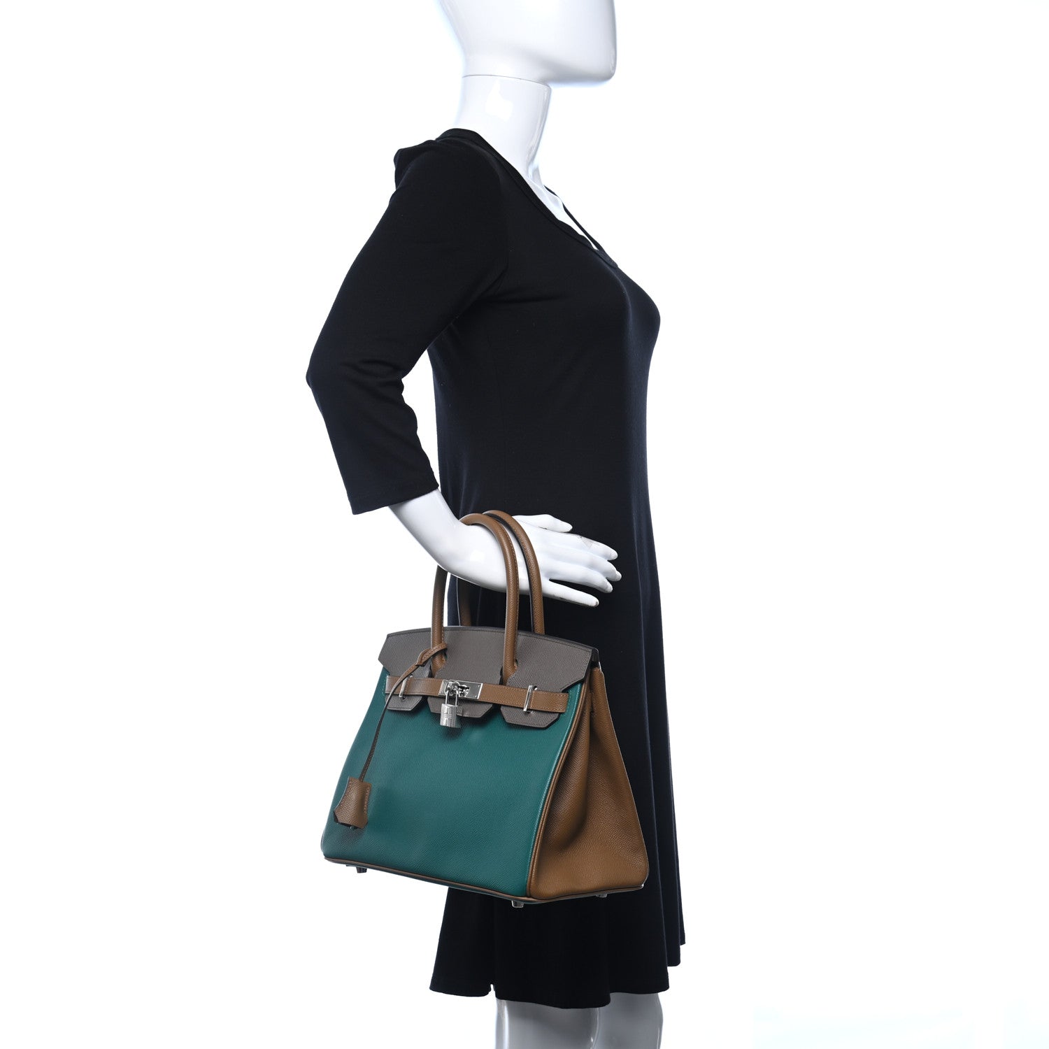 Hermes Epsom Horseshoe Birkin 30 Malachite Etain Caramel 2 of 10