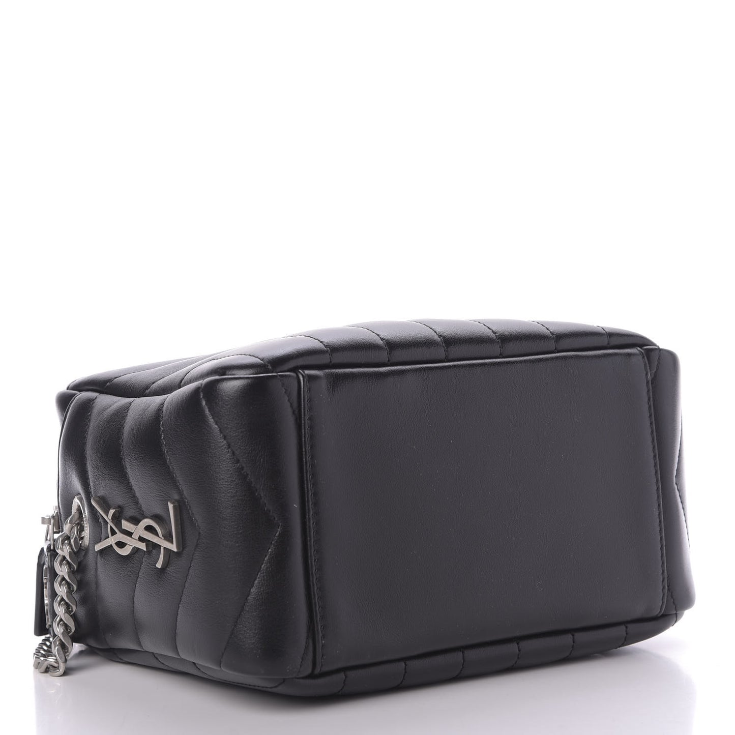 Calfskin Y Quilted Monogram Small Loulou Bowling Bag Black