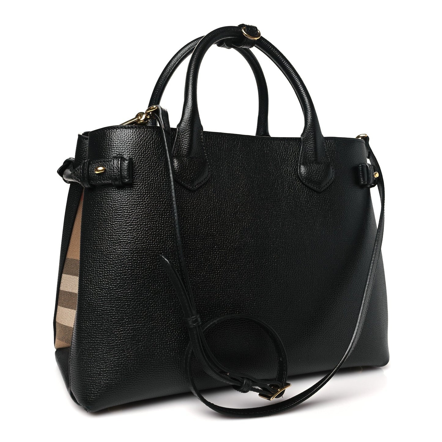Derby Calfskin House Check Medium Banner Tote Black