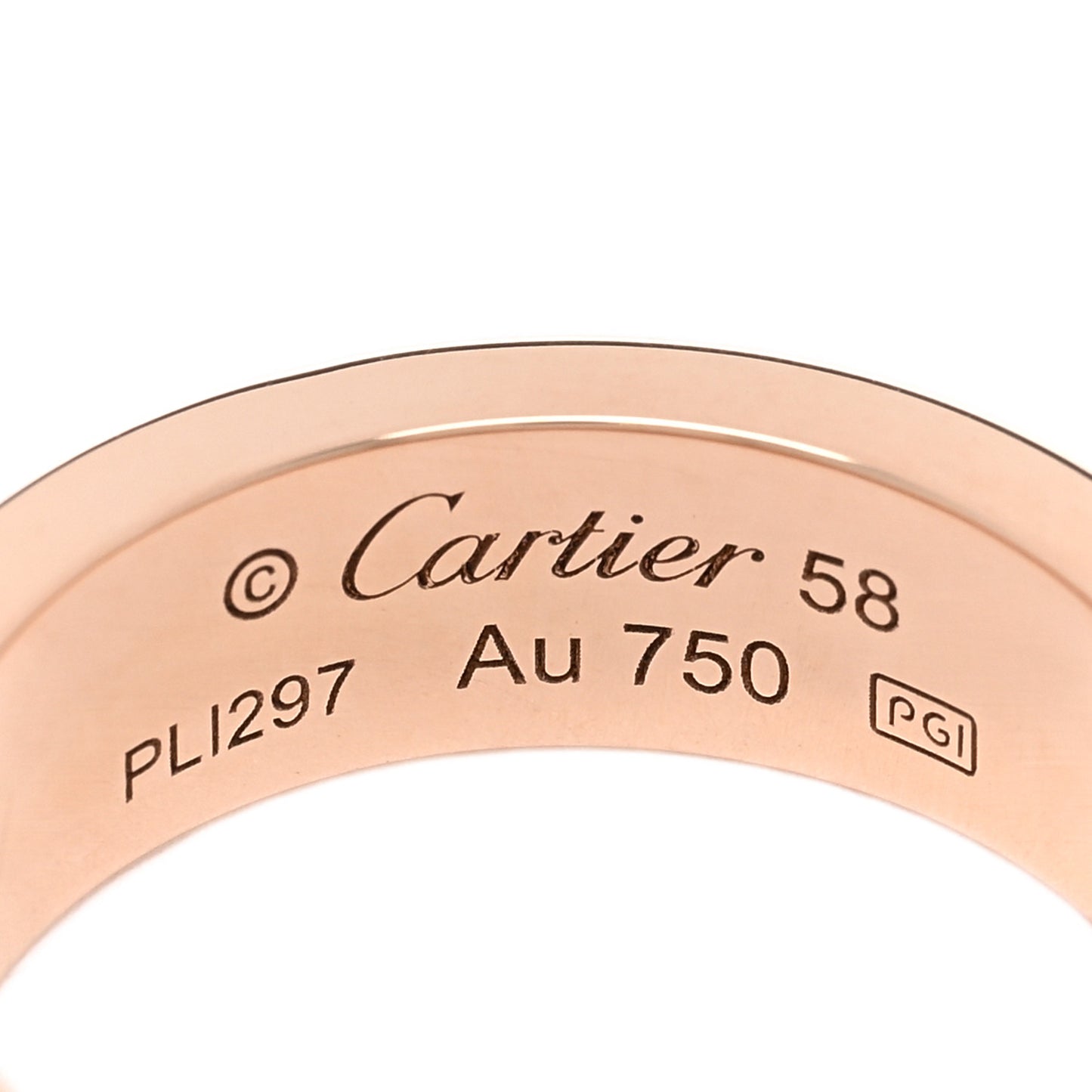 18K Pink Gold Diamond 6.5mm LOVE Paved Ring 58 8.25