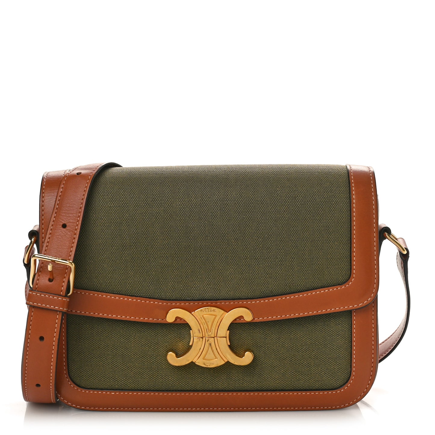 Textile Natural Calfskin Classique Triomphe Khaki Tan