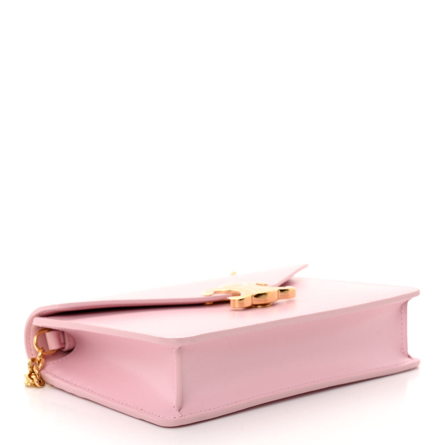 Shiny Calfskin Triomphe Margo Wallet on Chain Pastel Pink