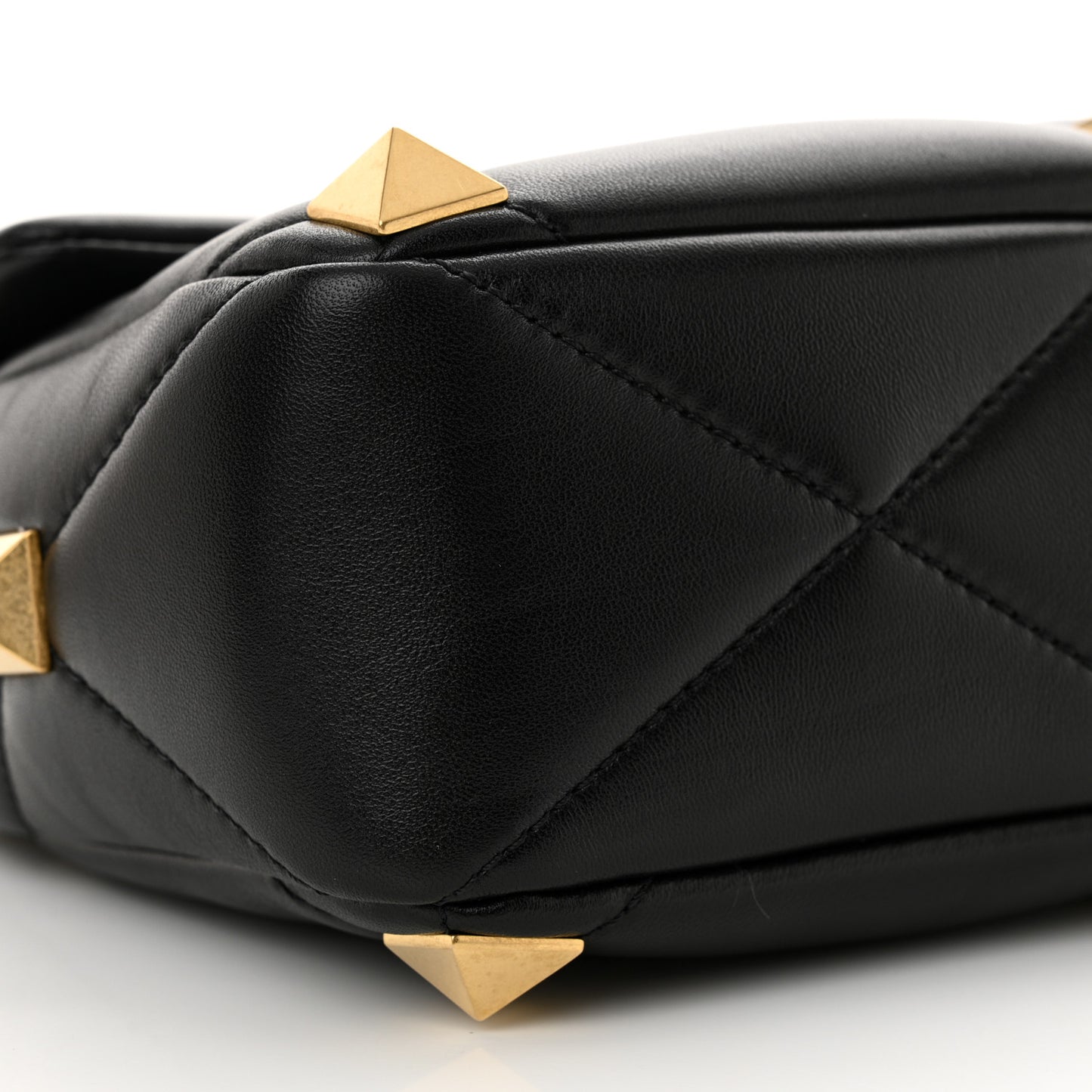 Nappa Large Roman Stud Shoulder Bag Black