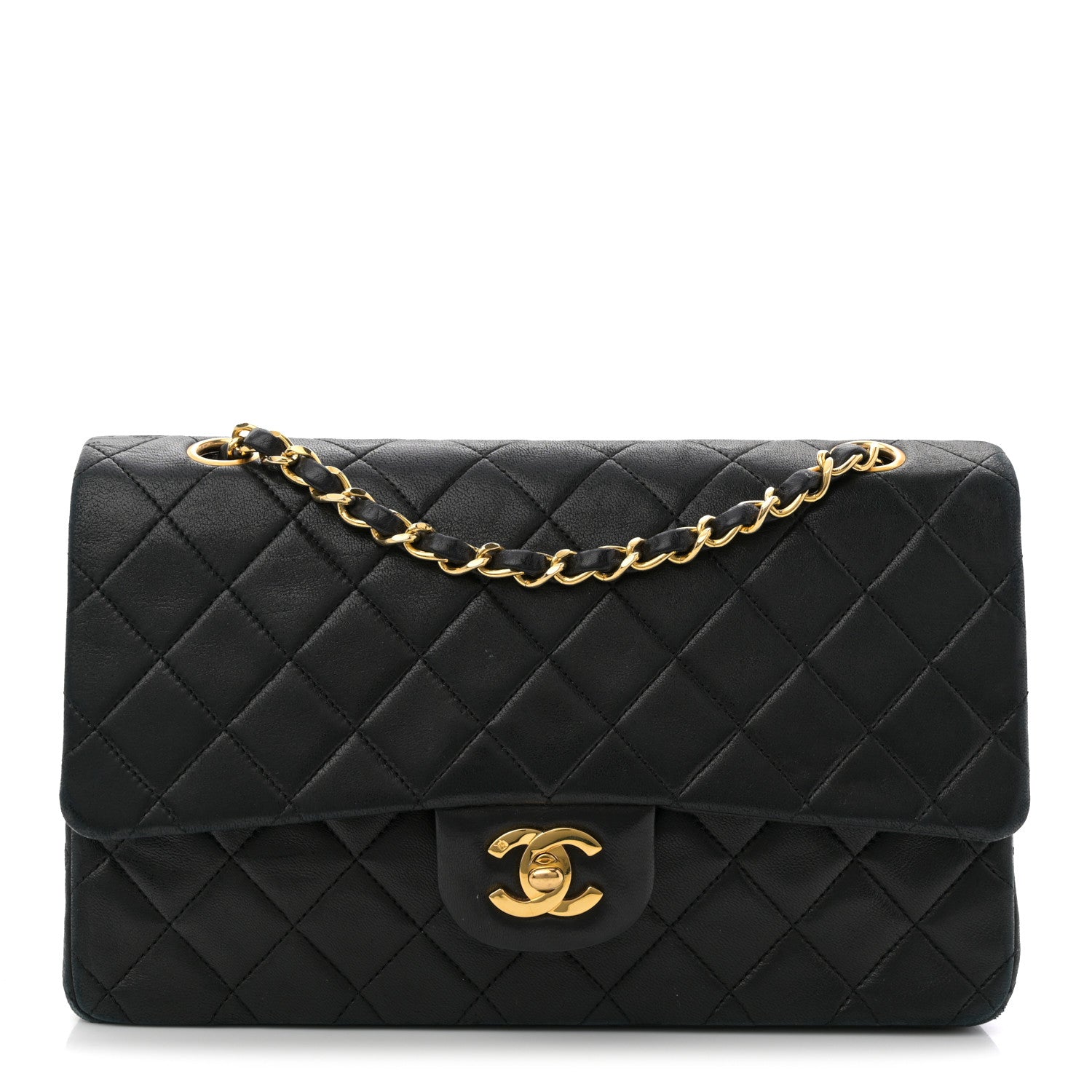 Chanel Lambskin Quilted Medium Double Flap Black 1836366
