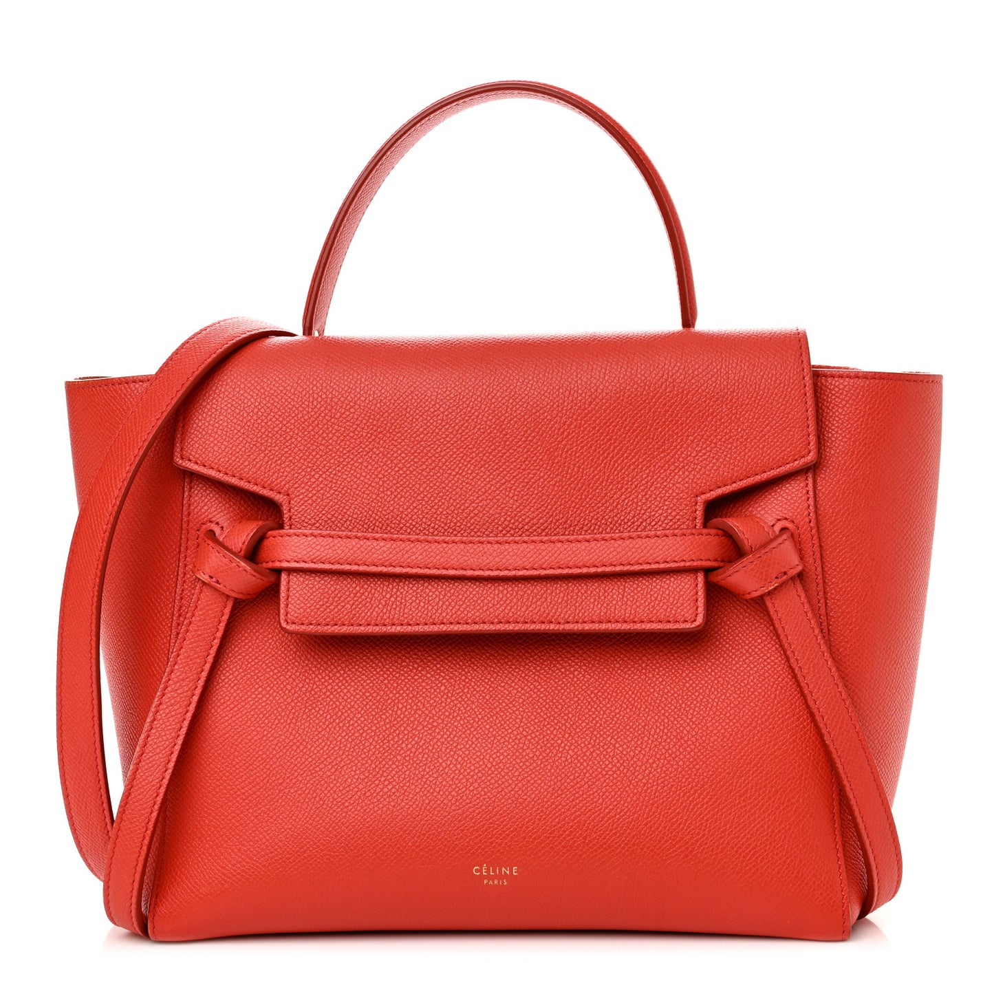 Grained Calfskin Micro Belt Bag Coral