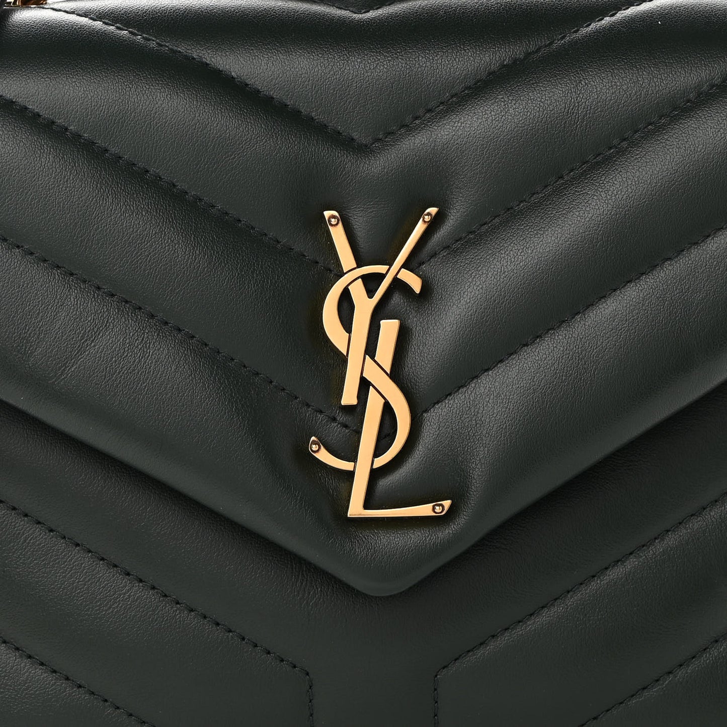 Calfskin Y Quilted Monogram Small Loulou Chain Satchel Olive