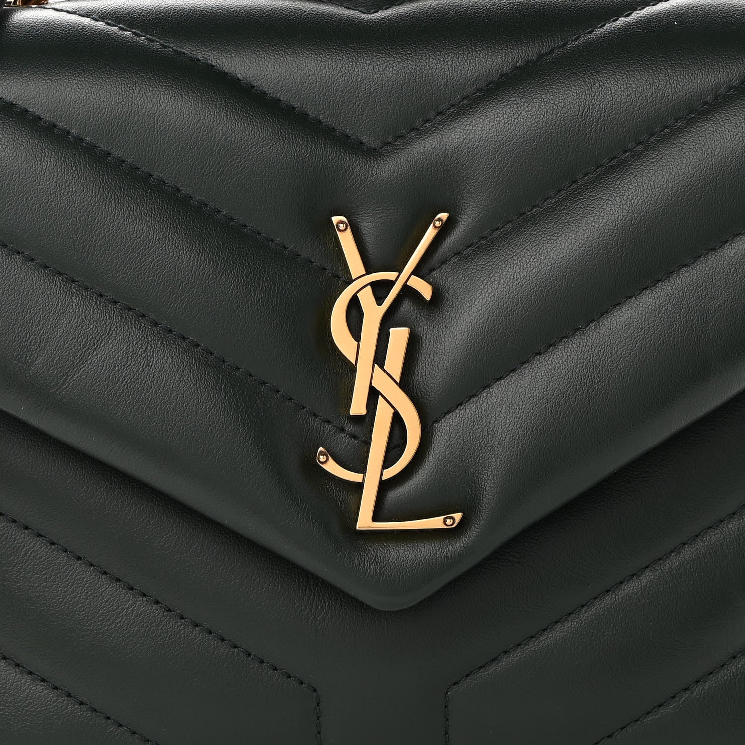 Saint Laurent Calfskin Y Quilted Monogram Small Loulou Chain Satchel Olive 8 of 10