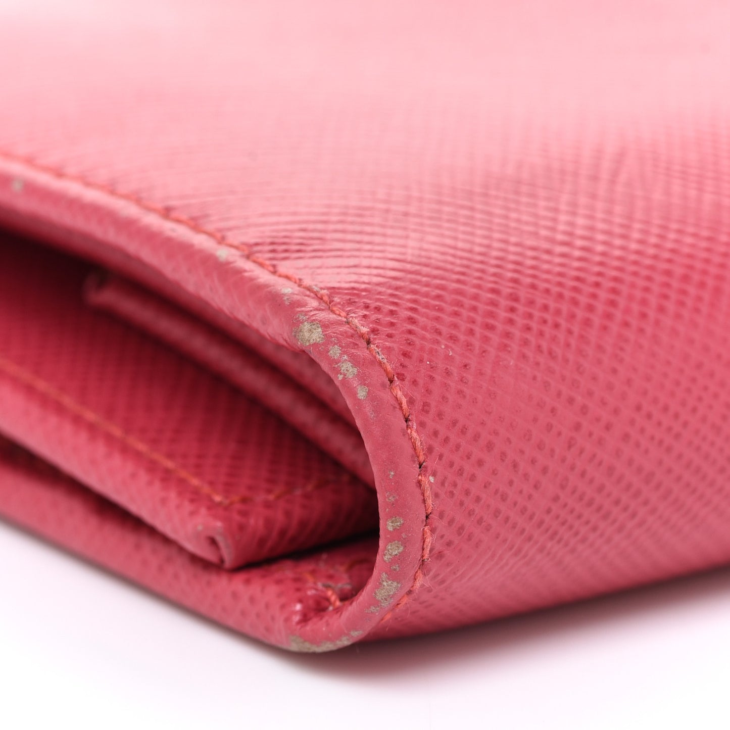 Saffiano Metal French Flap Compact Wallet Pink